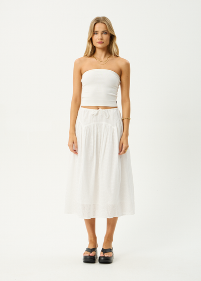AFENDS Womens Marlow - Midi Skirt - White