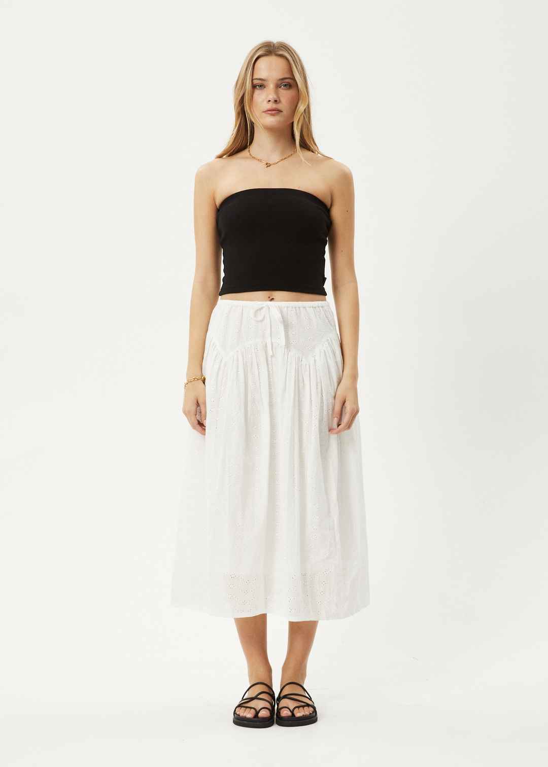 AFENDS Womens Marlow - Midi Skirt - White 