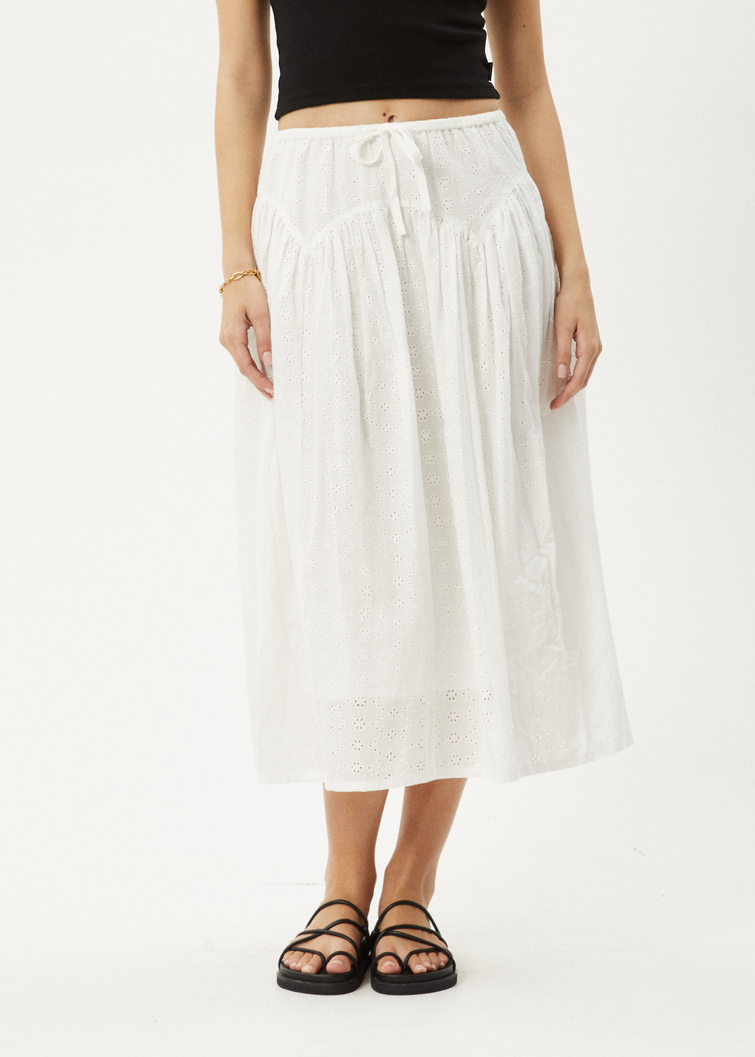 AFENDS Womens Marlow - Midi Skirt - White 