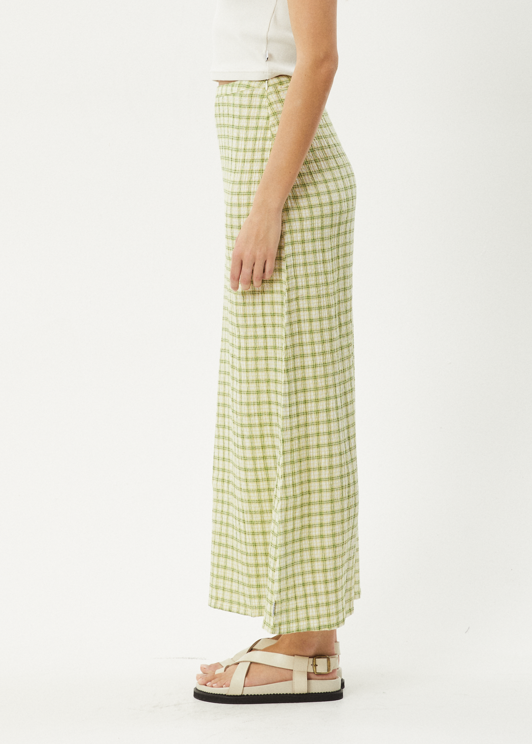 AFENDS Womens Darcy - Check Maxi Skirt - Lemongrass Check 