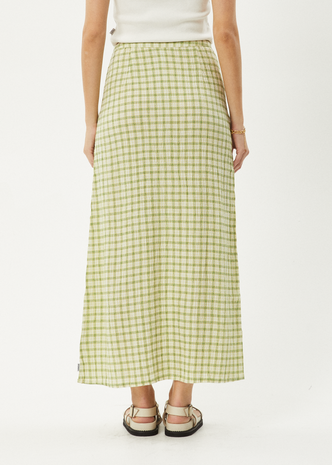 AFENDS Womens Darcy - Check Maxi Skirt - Lemongrass Check 