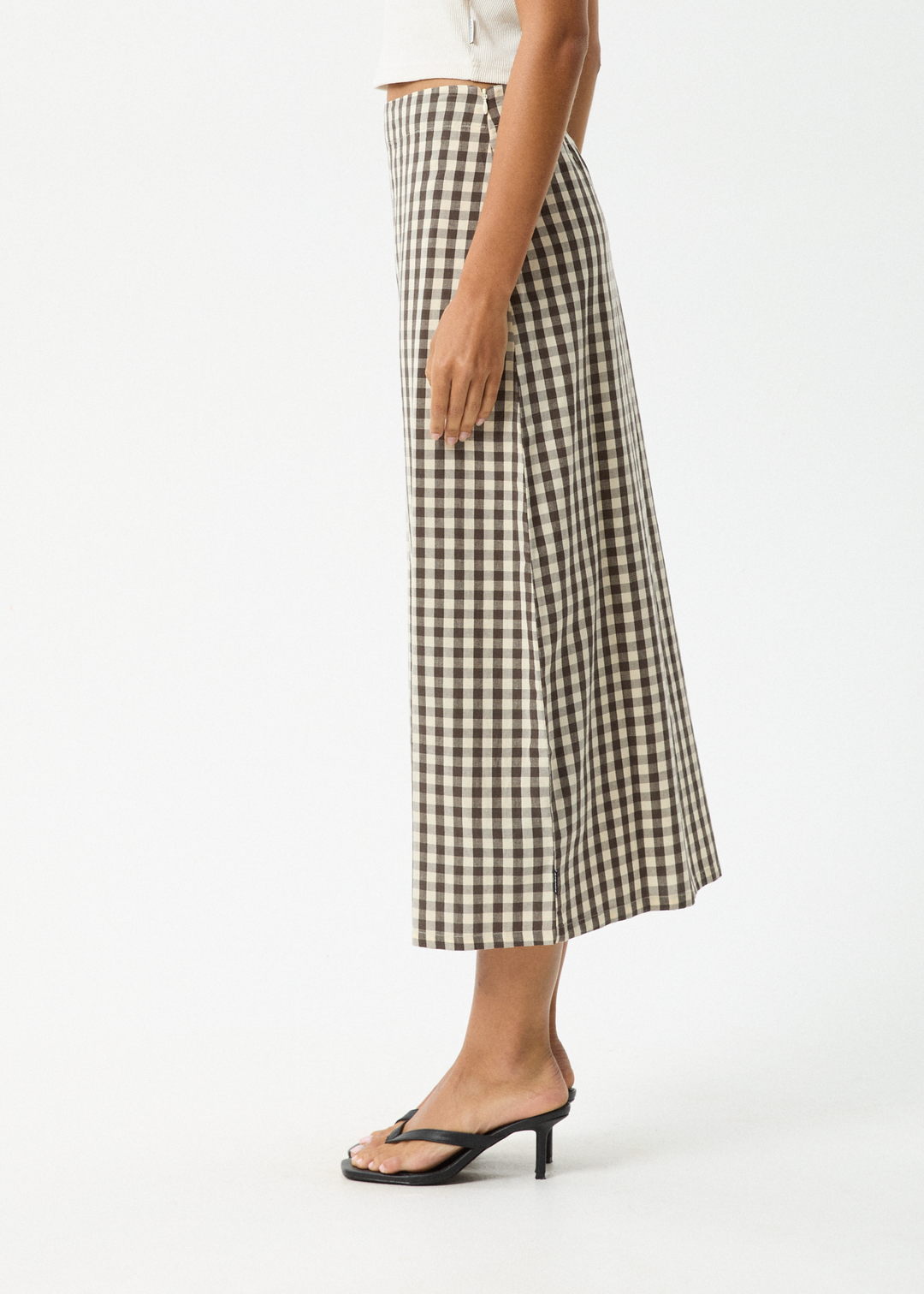 AFENDS Womens Gambet Check - Midi Skirt - Black / Sand 