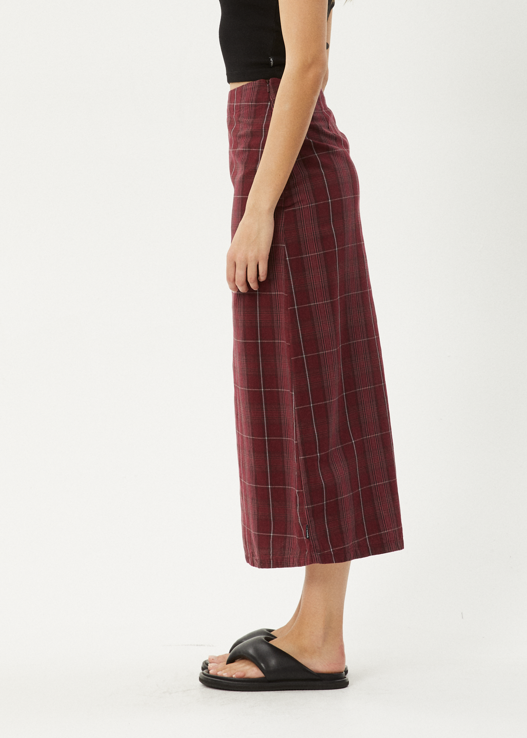 AFENDS Womens Eboni - Check Midi Skirt - Port 