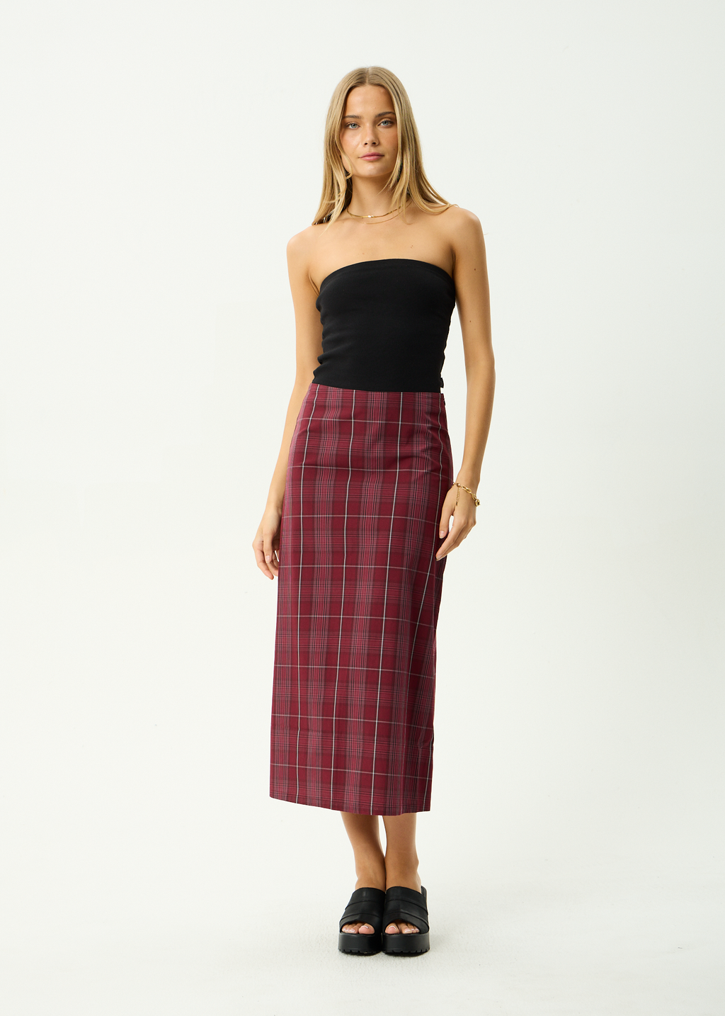 AFENDS Womens Eboni - Midi Skirt - Port