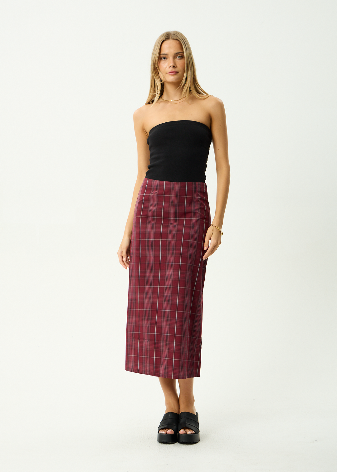 AFENDS Womens Eboni - Midi Skirt - Port