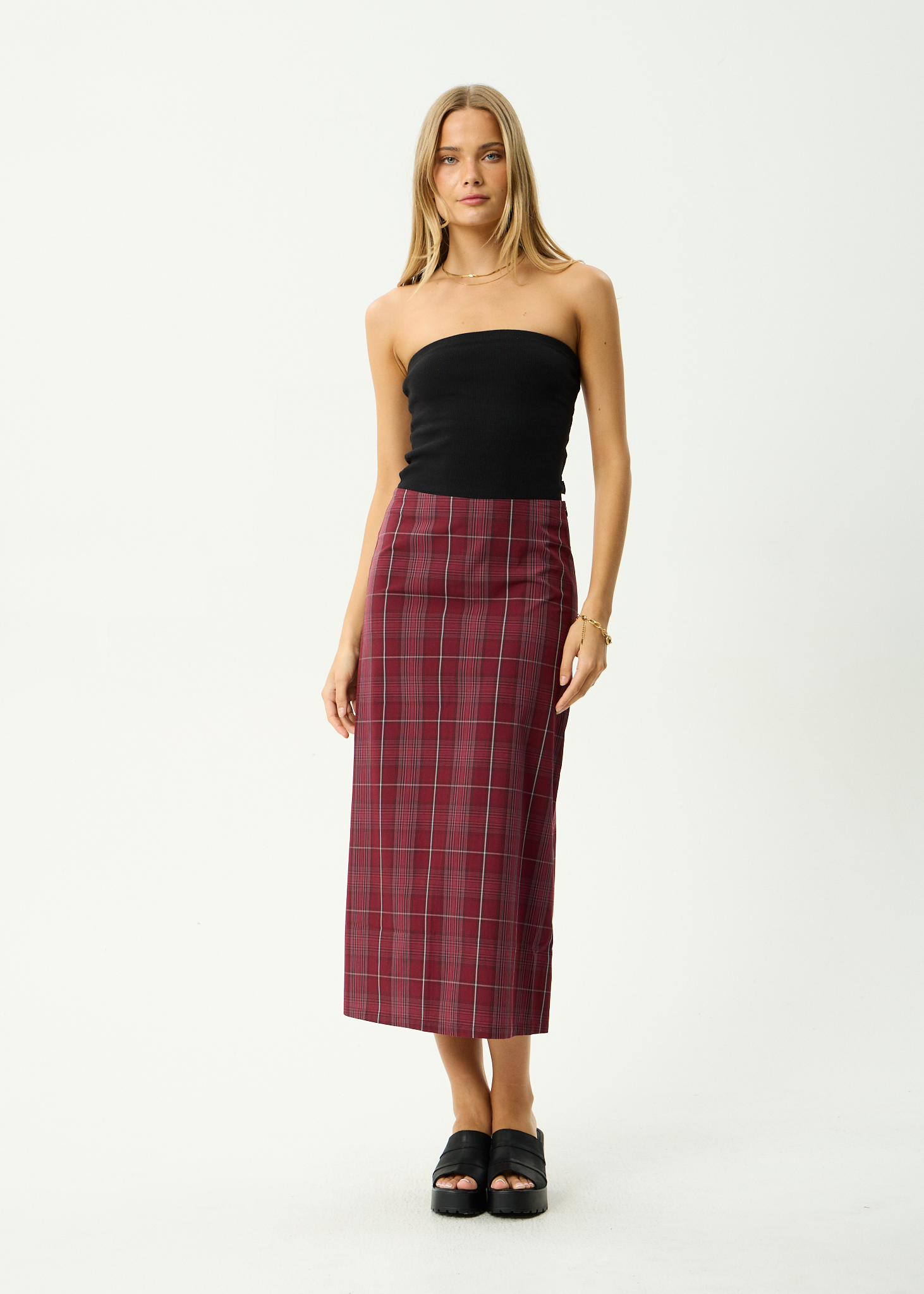 AFENDS Womens Eboni - Midi Skirt - Port