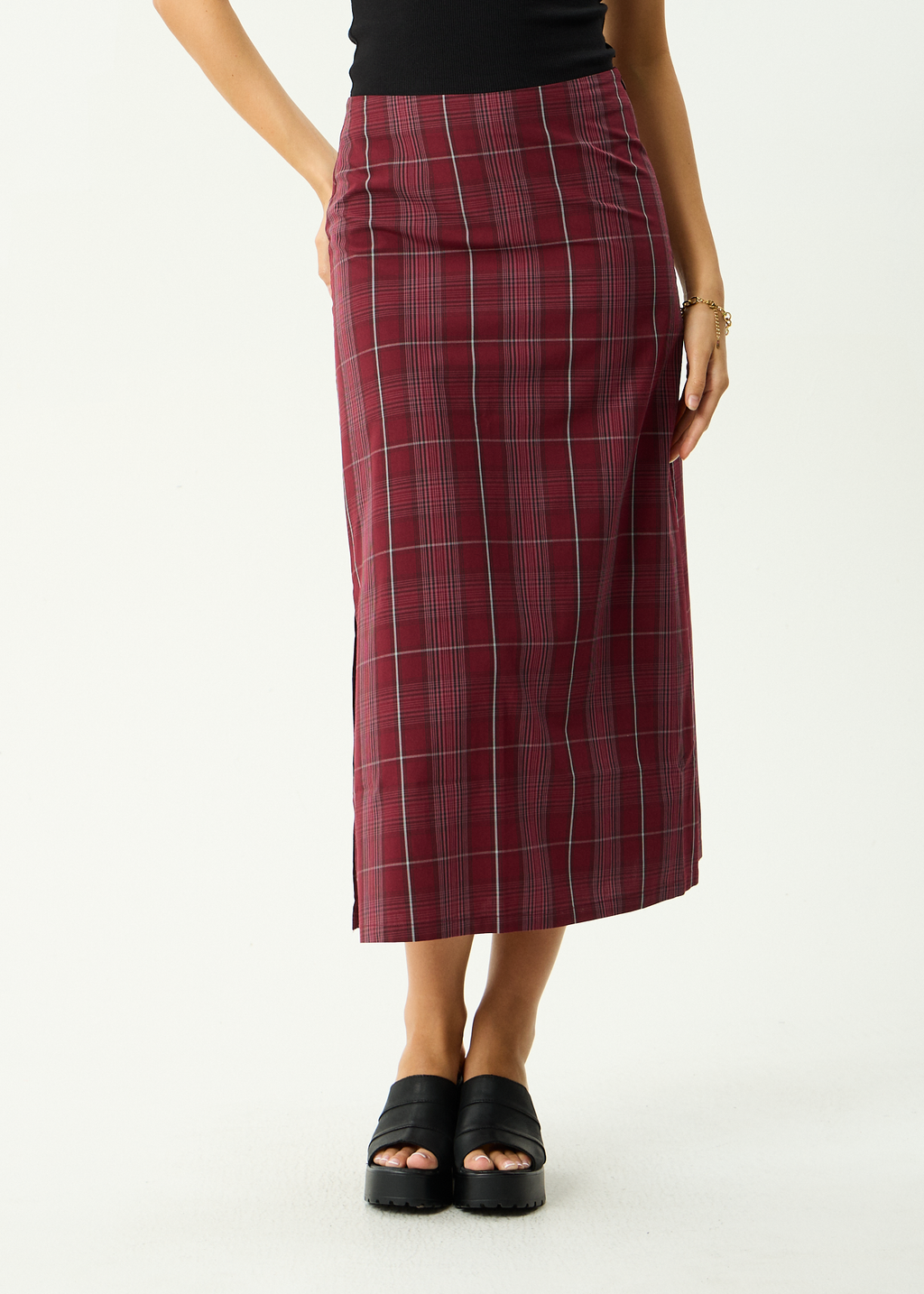 AFENDS Womens Eboni - Midi Skirt - Port