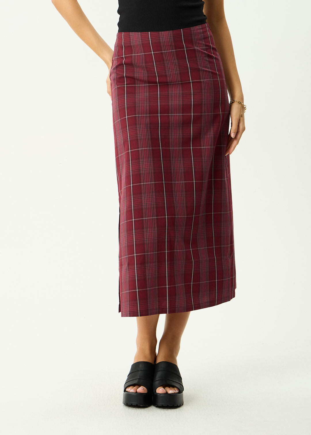 AFENDS Womens Eboni - Midi Skirt - Port