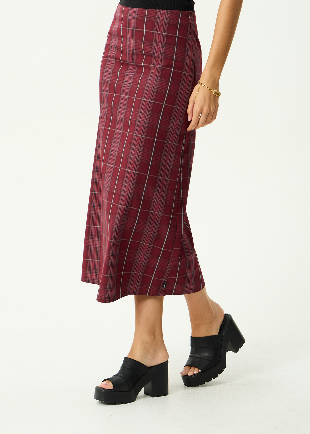 AFENDS Womens Eboni - Midi Skirt - Port
