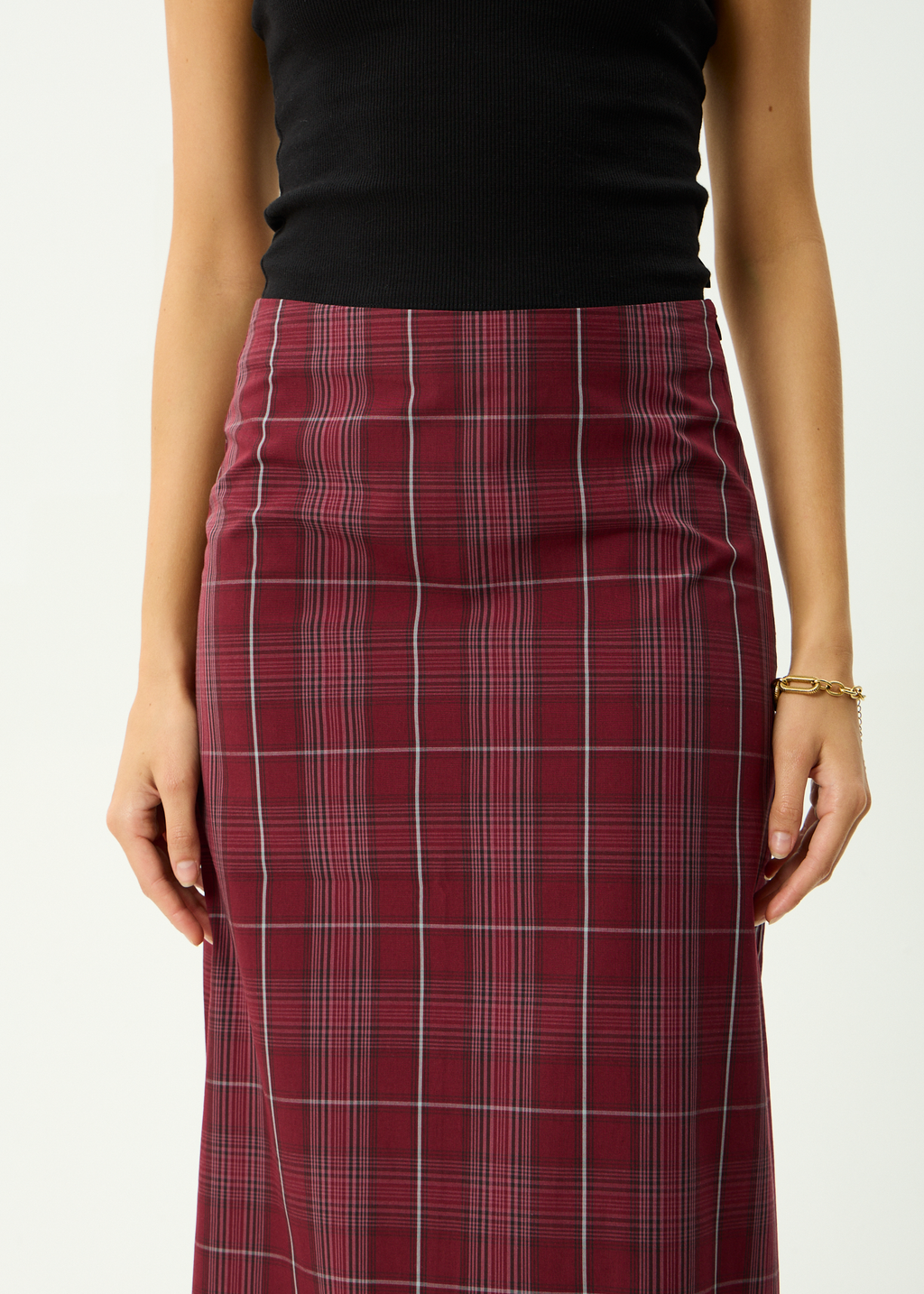 AFENDS Womens Eboni - Midi Skirt - Port