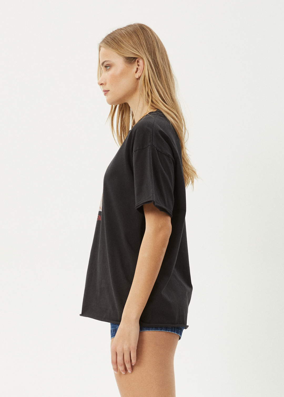 AFENDS Womens Dixie - Oversized Tee - Stone Black 