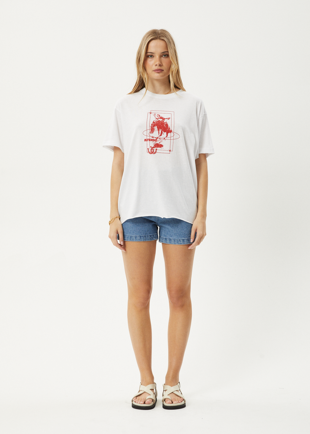 AFENDS Womens Rodeo - Oversized Tee - White 