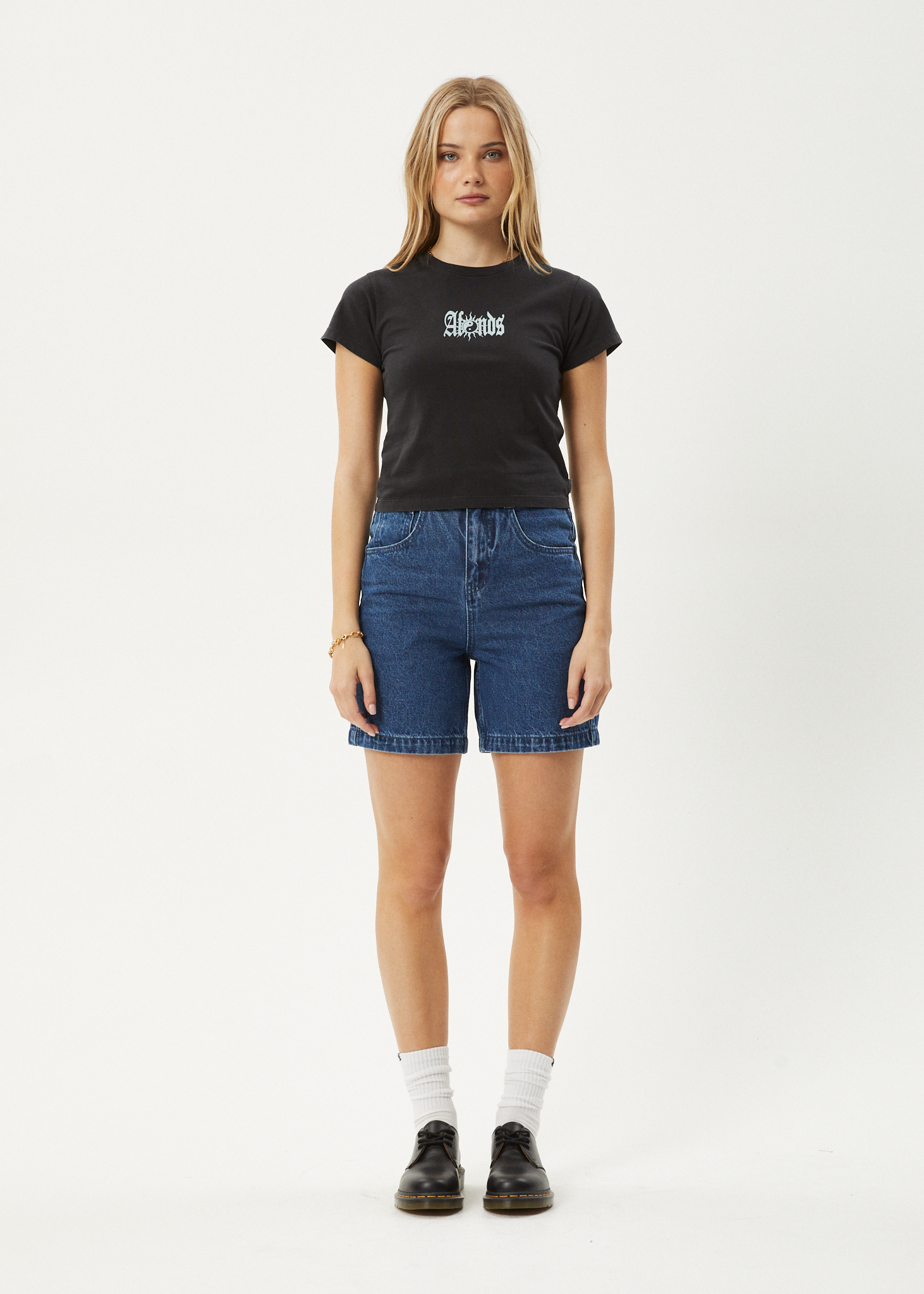 AFENDS Womens Sunbite - Baby Tee - Stone Black