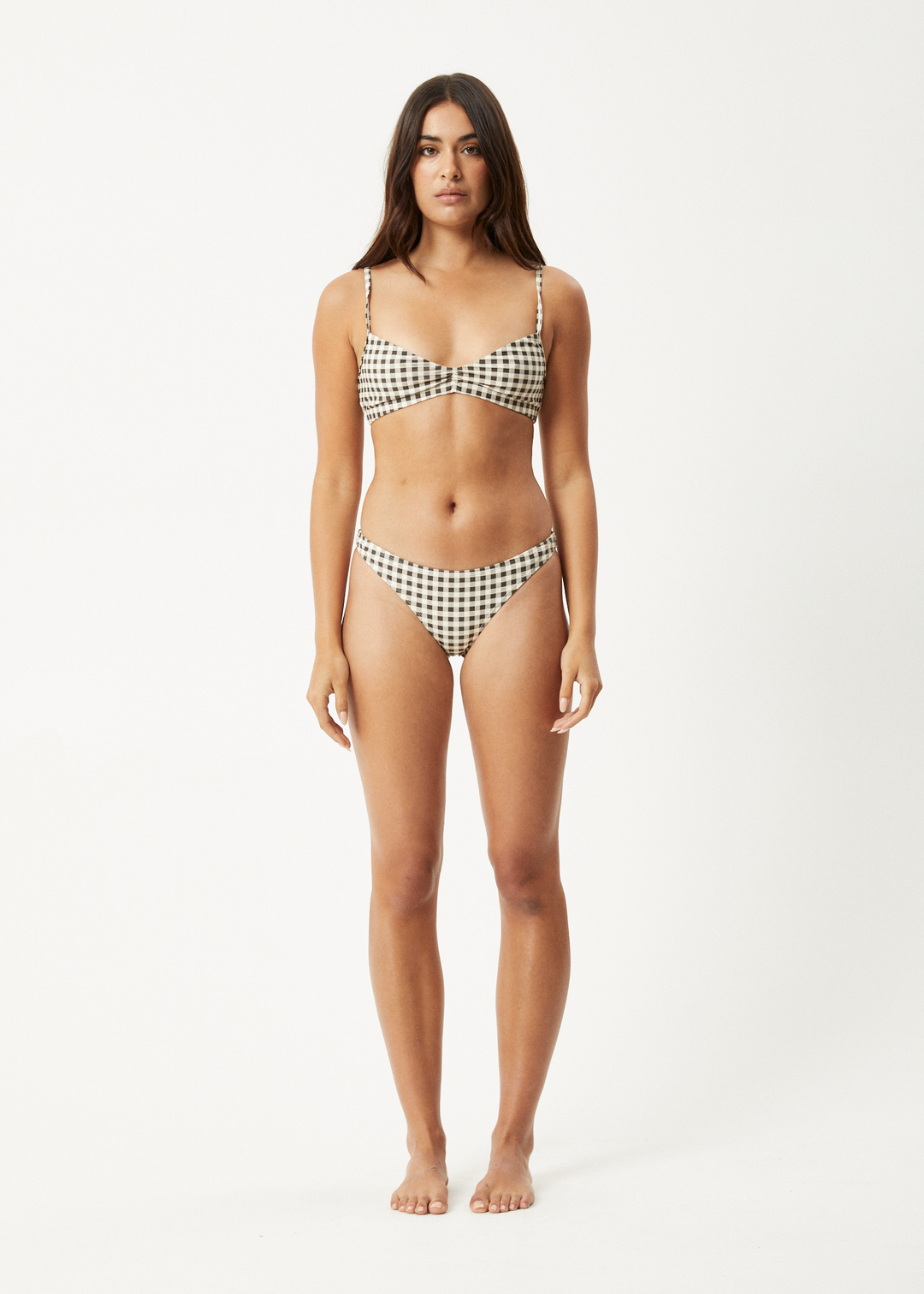 AFENDS Womens Gambet - Check Bikini Bottom - Black / Sand 