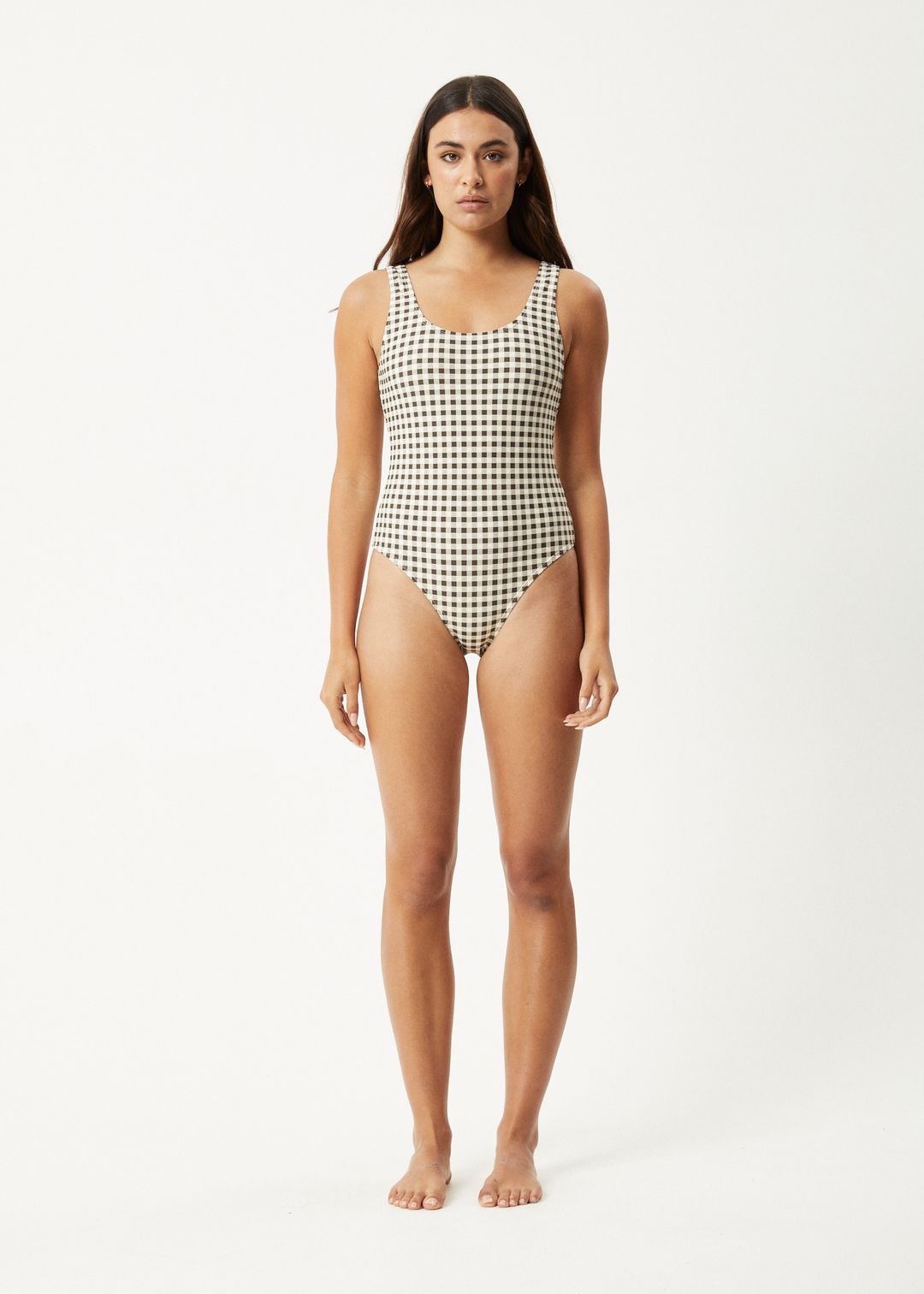 AFENDS Womens Gambet - Check One Piece - Black / Sand 