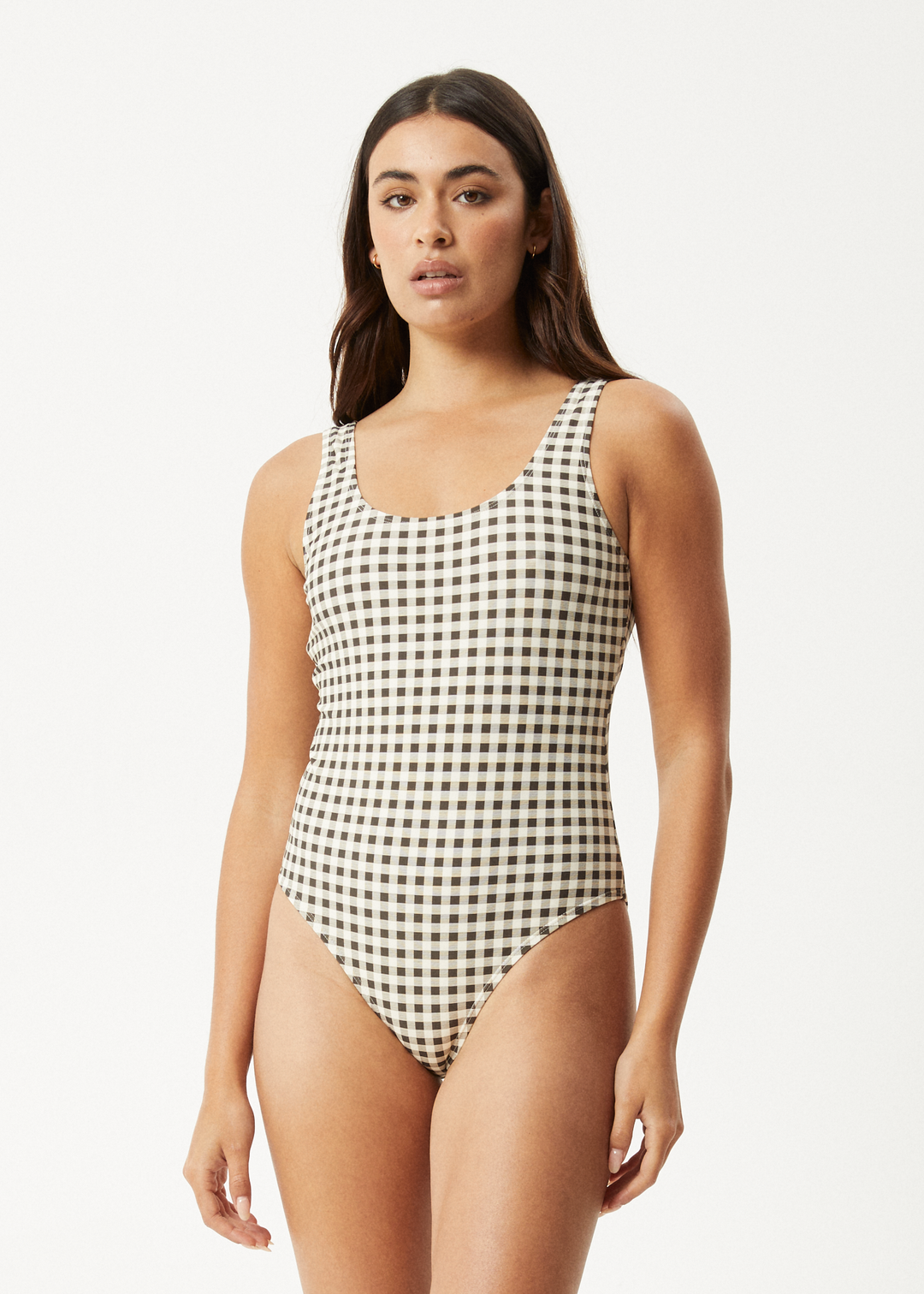 AFENDS Womens Gambet - Check One Piece - Black / Sand 