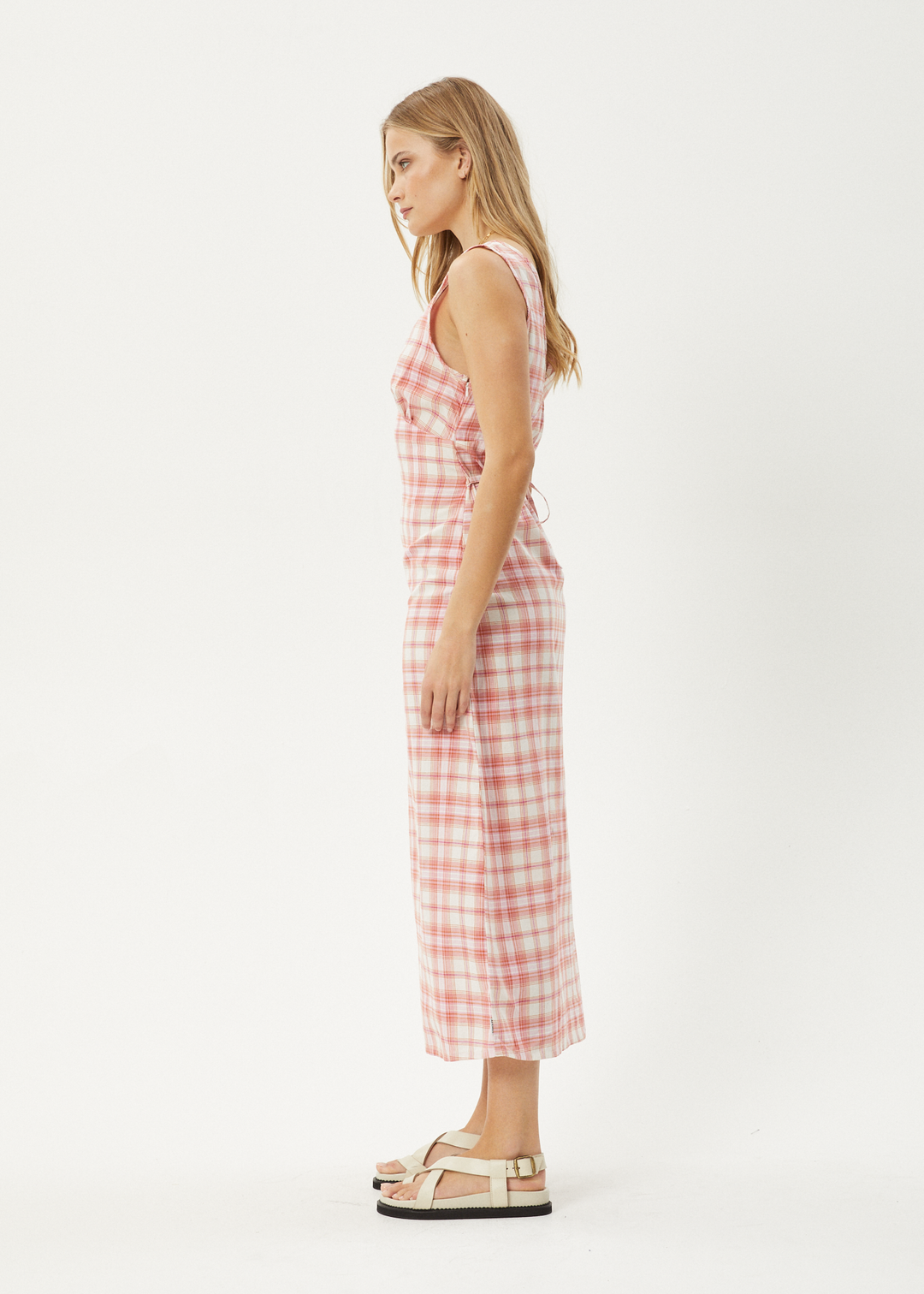 AFENDS Womens Kayla - Check Maxi Dress - Pink Check 