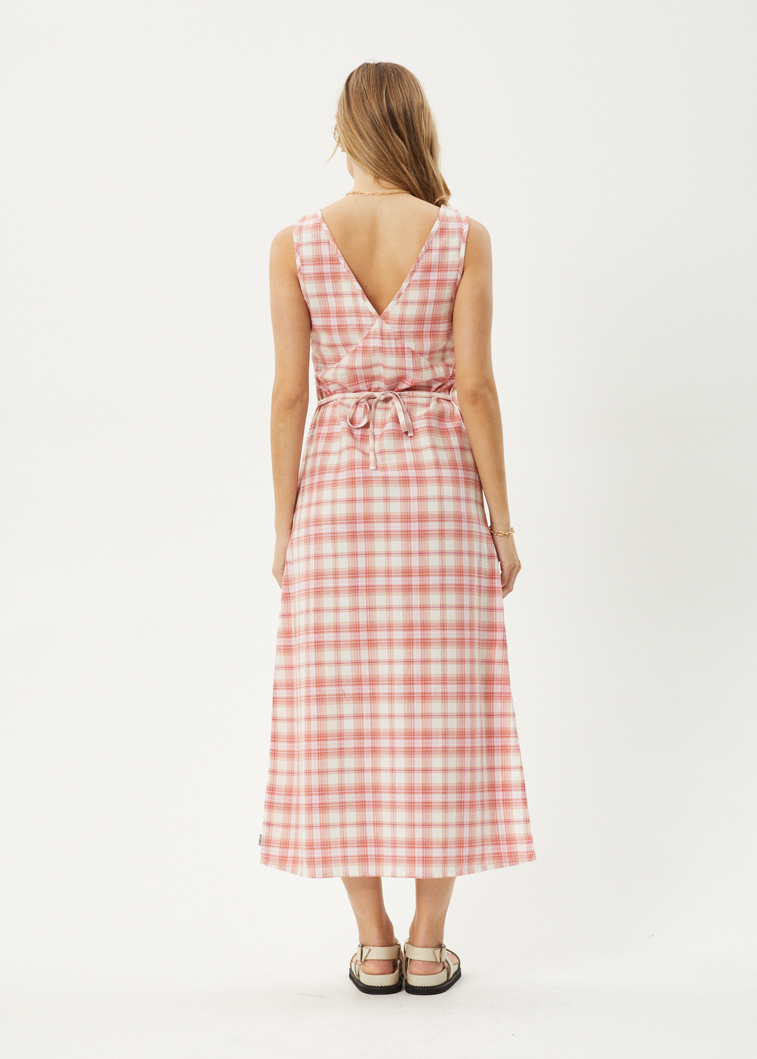 AFENDS Womens Kayla - Check Maxi Dress - Pink Check 