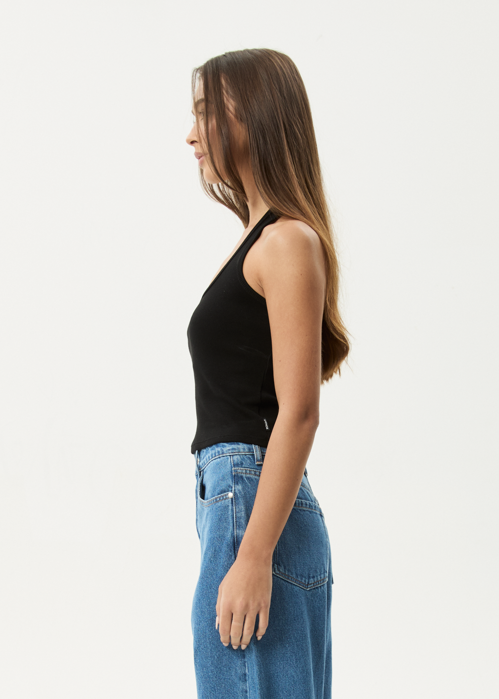 AFENDS Womens Basis - Rib Halter - Black