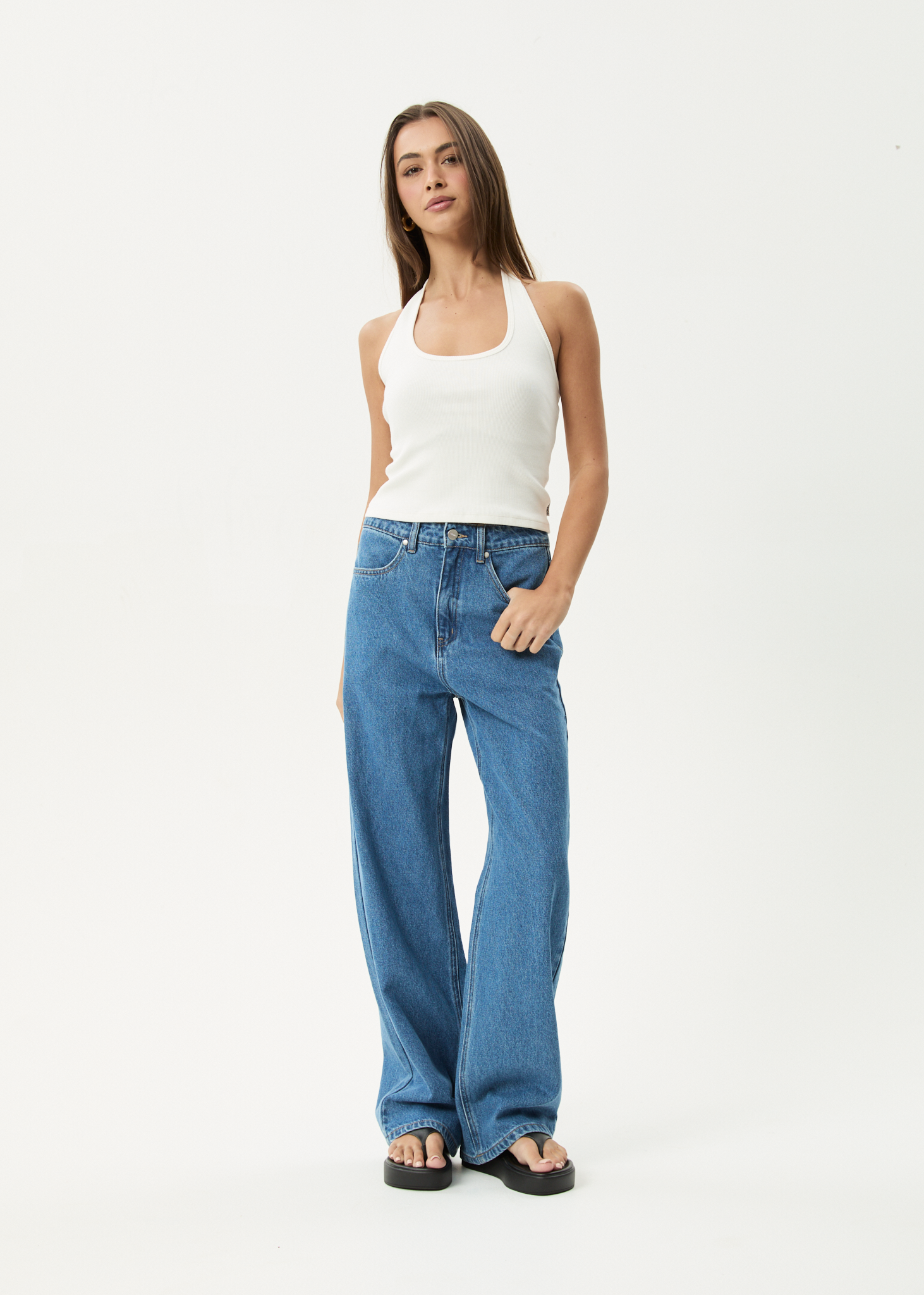 AFENDS Womens Basis - Rib Halter - White