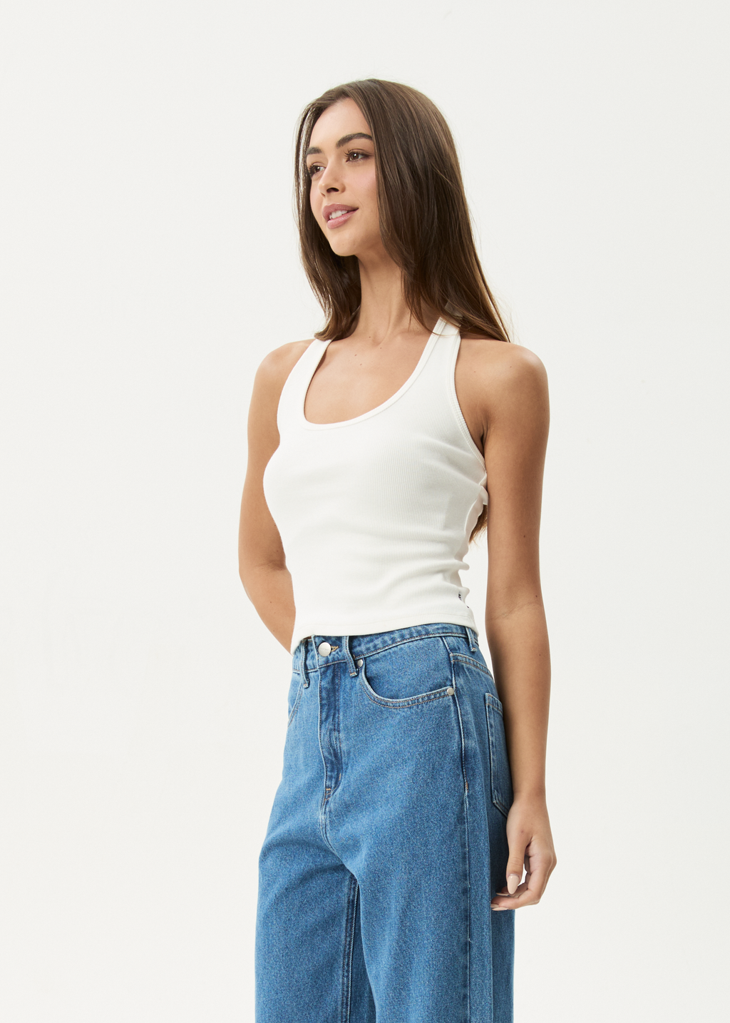 AFENDS Womens Basis - Rib Halter - White