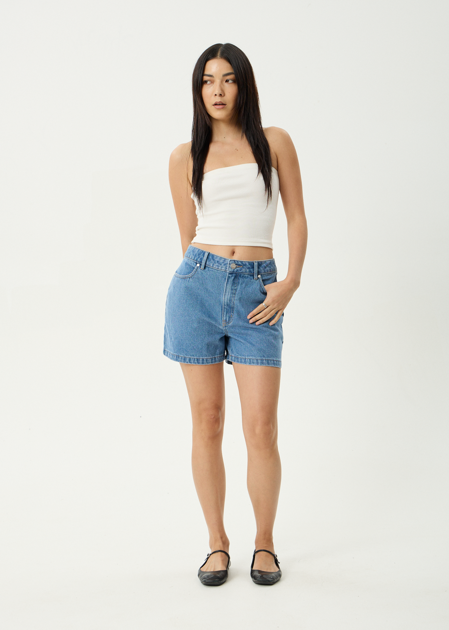 AFENDS Womens Seventy Threes - Denim Short - Worn Blue