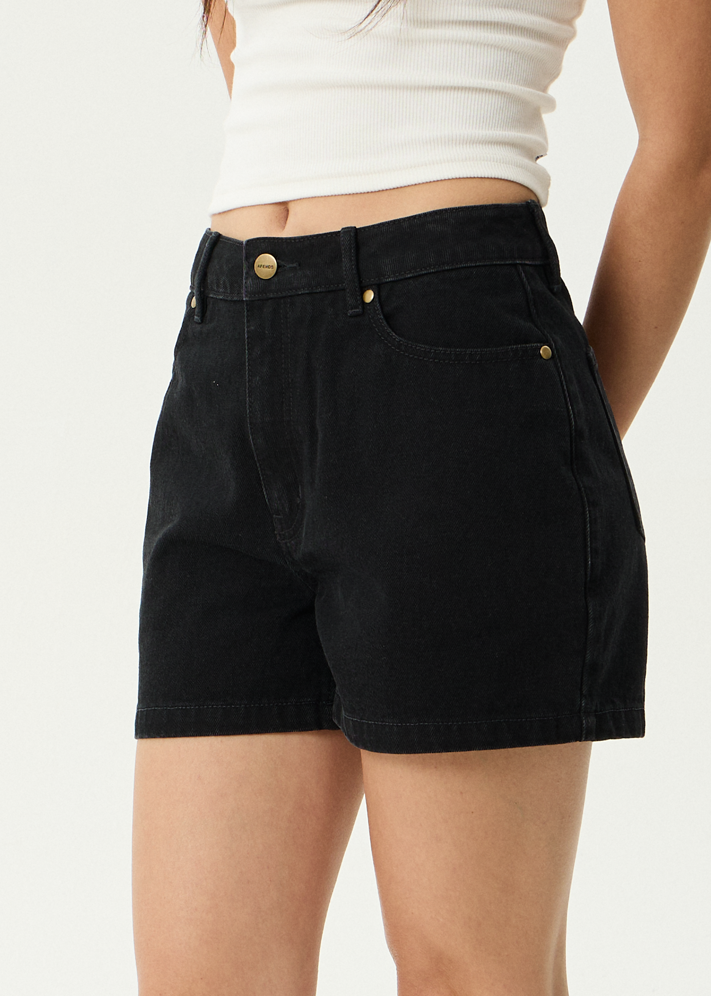 AFENDS Womens Seventy Threes - Denim Short - Washed Black
