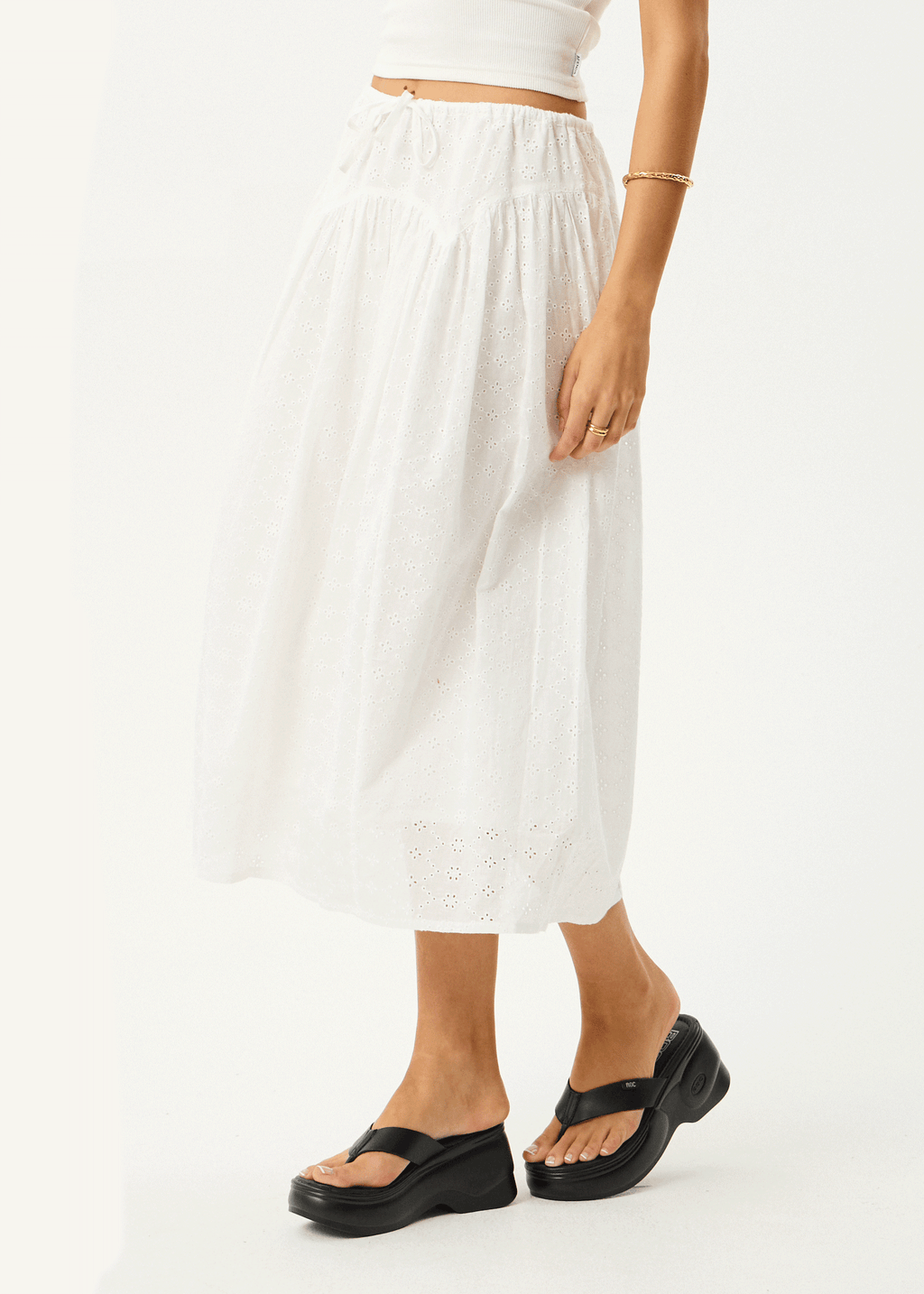 AFENDS Womens Marlow - Midi Skirt - White