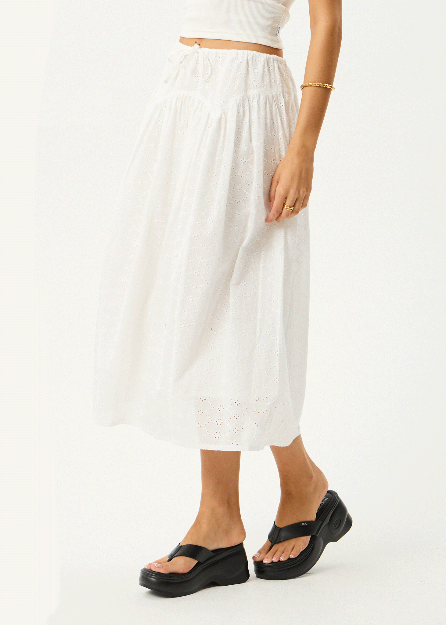 AFENDS Womens Marlow - Midi Skirt - White