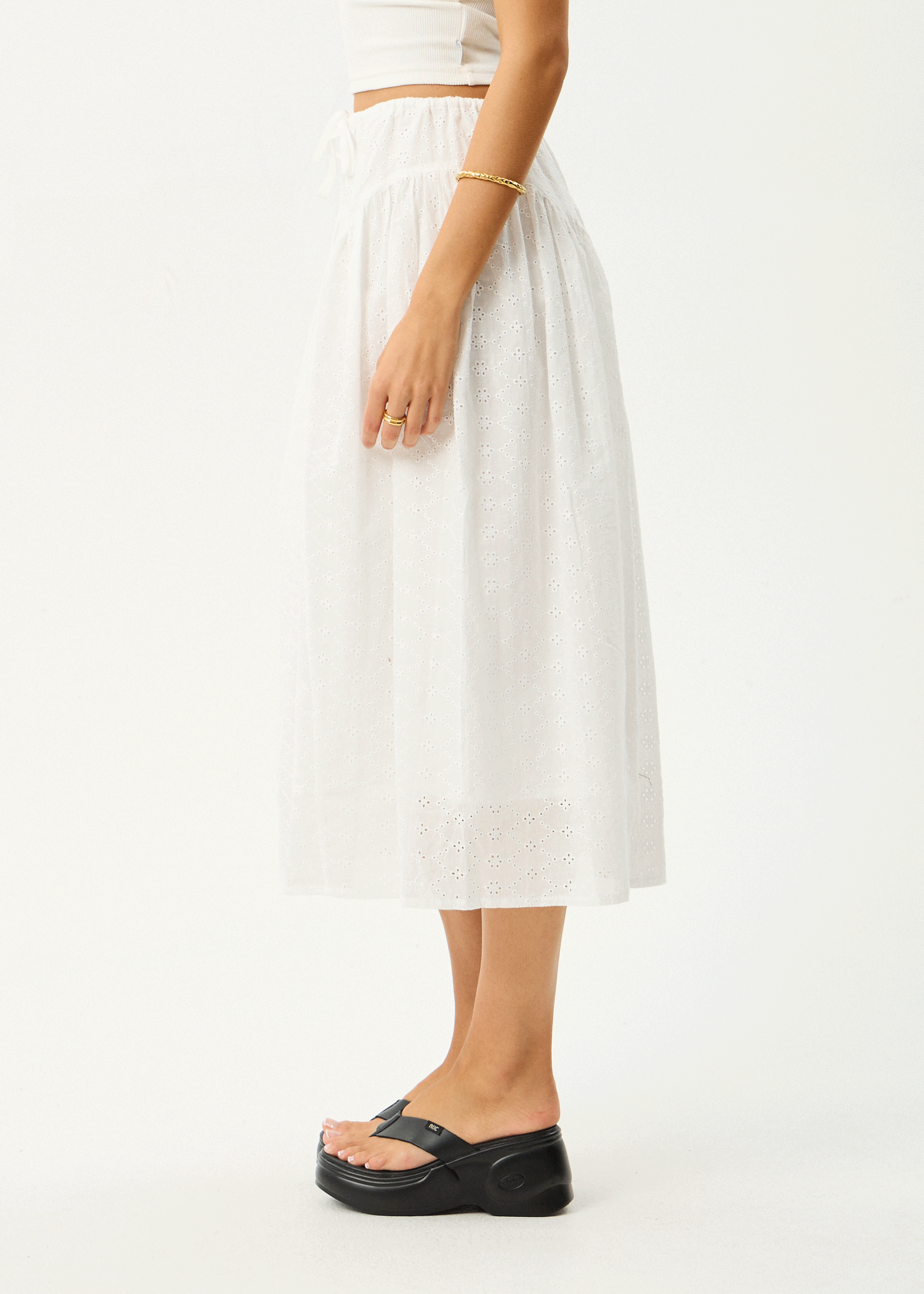 AFENDS Womens Marlow - Midi Skirt - White