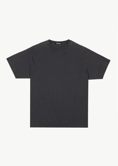 AFENDS Mens Genesis - Heavyweight Boxy Tee - Stone Black