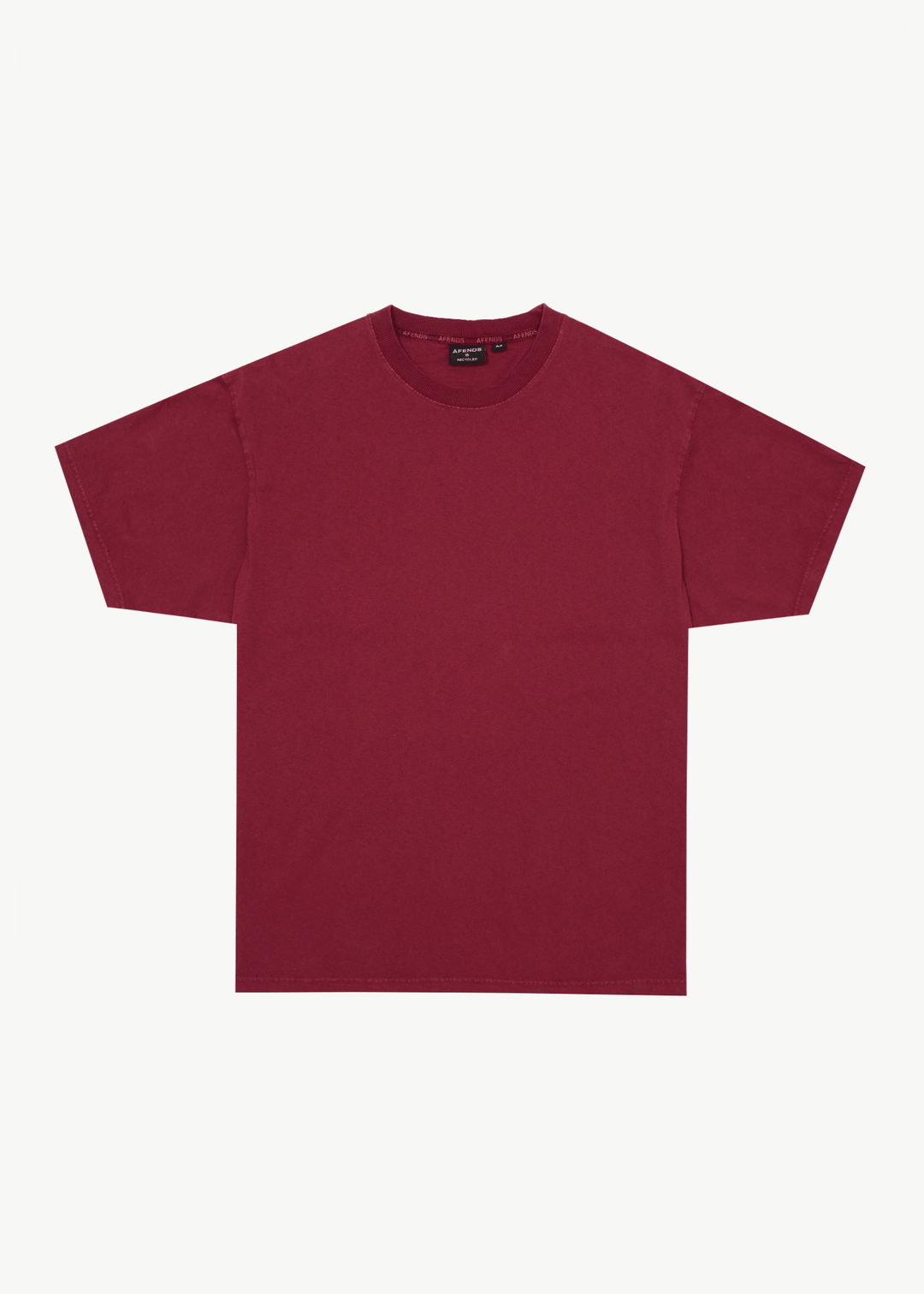 AFENDS Mens Genesis - Heavyweight Boxy Tee - Washed Burgundy