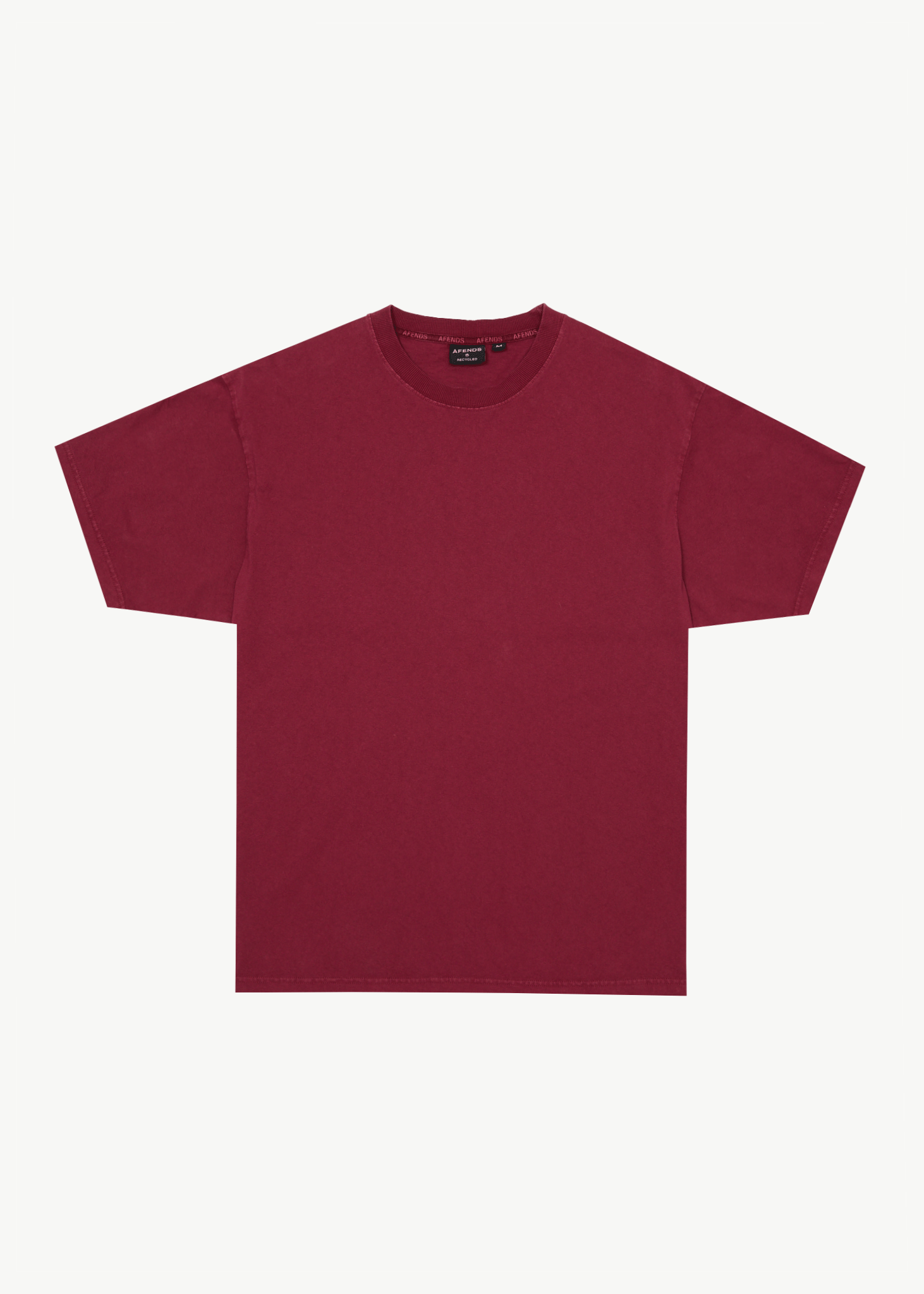 AFENDS Mens Genesis - Heavyweight Boxy Tee - Washed Burgundy