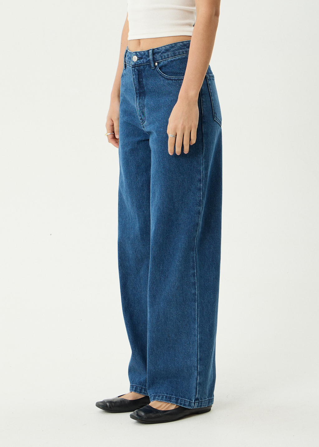 AFENDS Womens Bella - Denim Wide Leg Baggy Jean - Authentic Blue