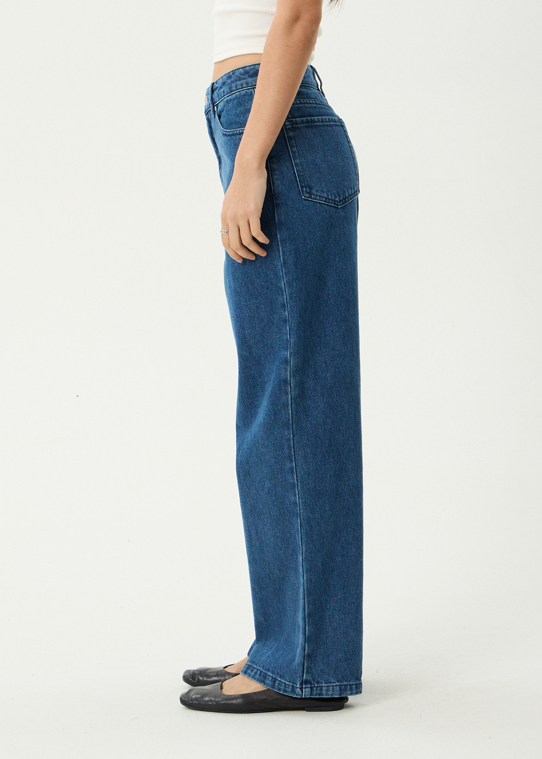 AFENDS Womens Bella - Denim Wide Leg Baggy Jean - Authentic Blue
