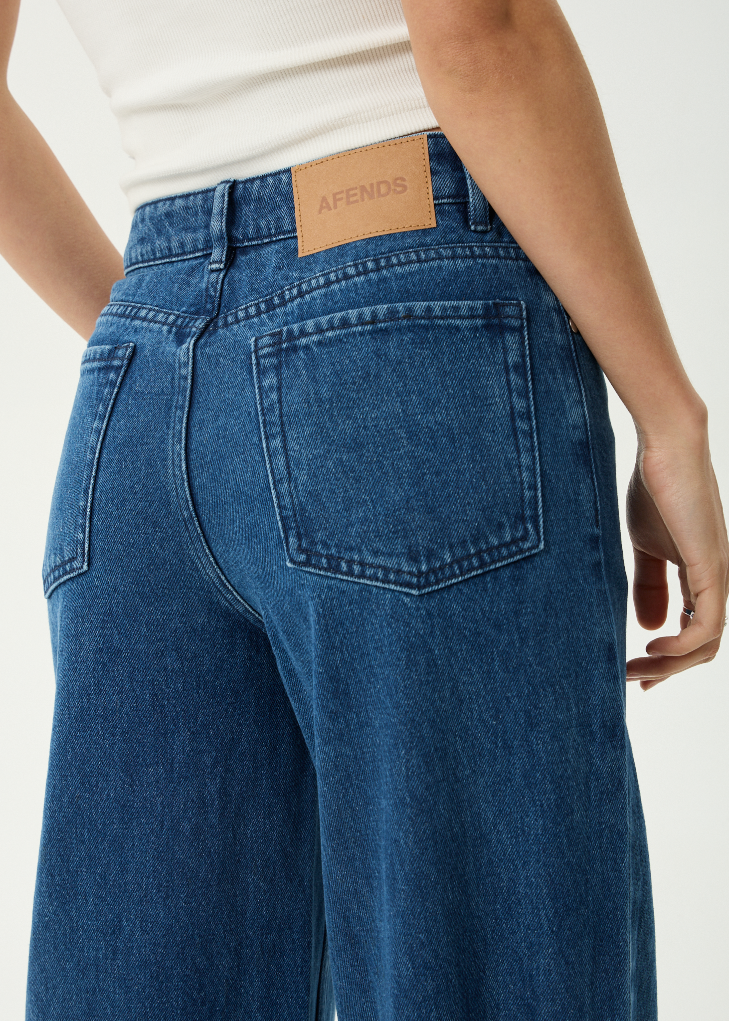 AFENDS Womens Bella - Denim Wide Leg Baggy Jean - Authentic Blue