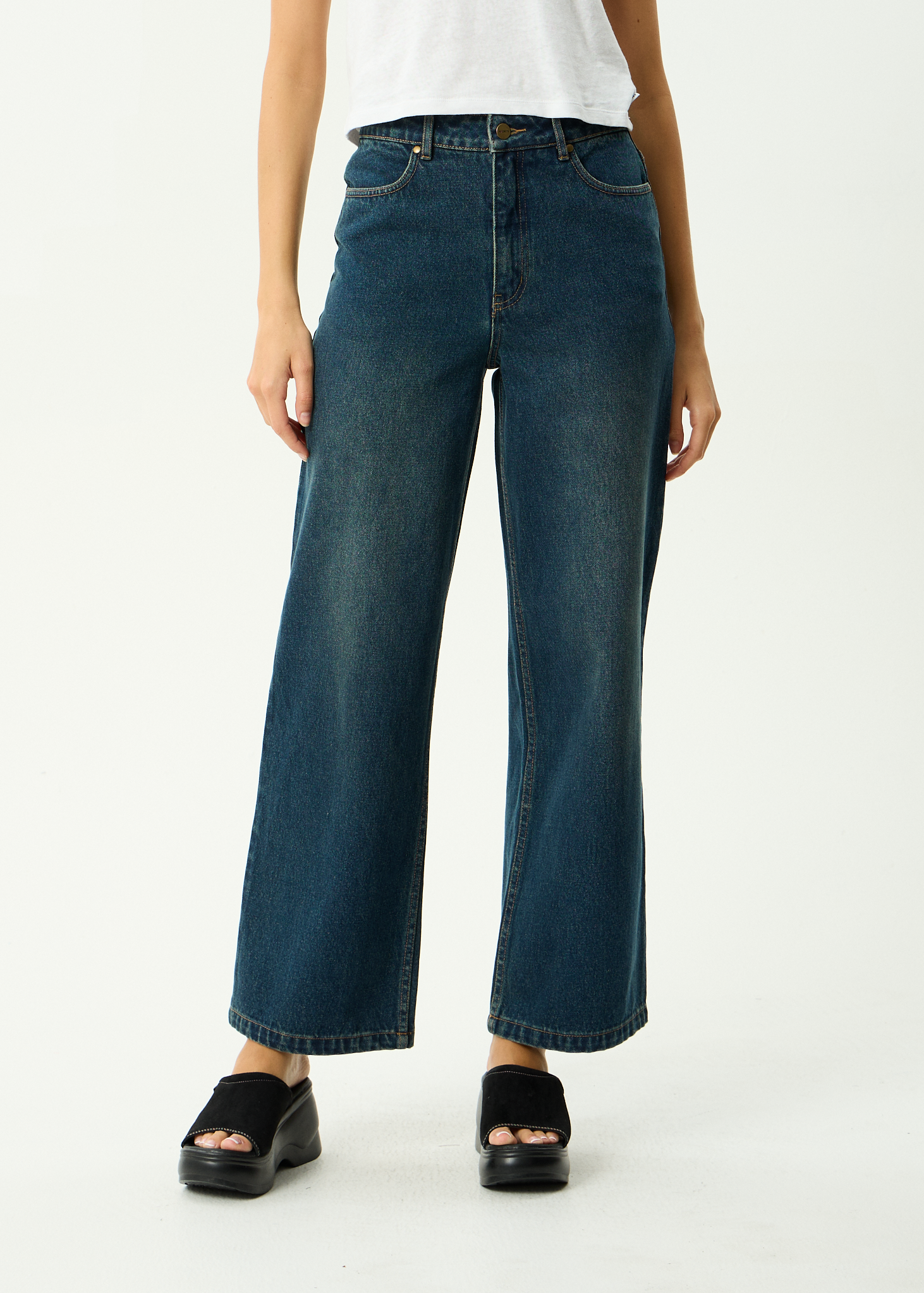 AFENDS Womens Bella - Denim Wide Leg Baggy Jean - Vintage Wash