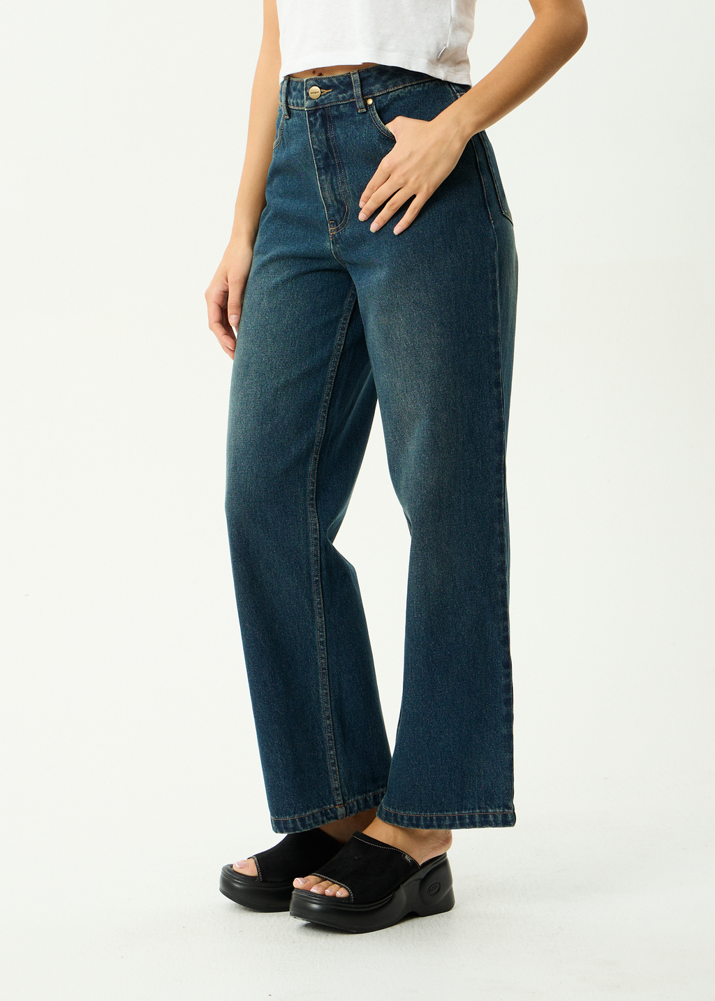 AFENDS Womens Bella - Denim Wide Leg Baggy Jean - Vintage Wash