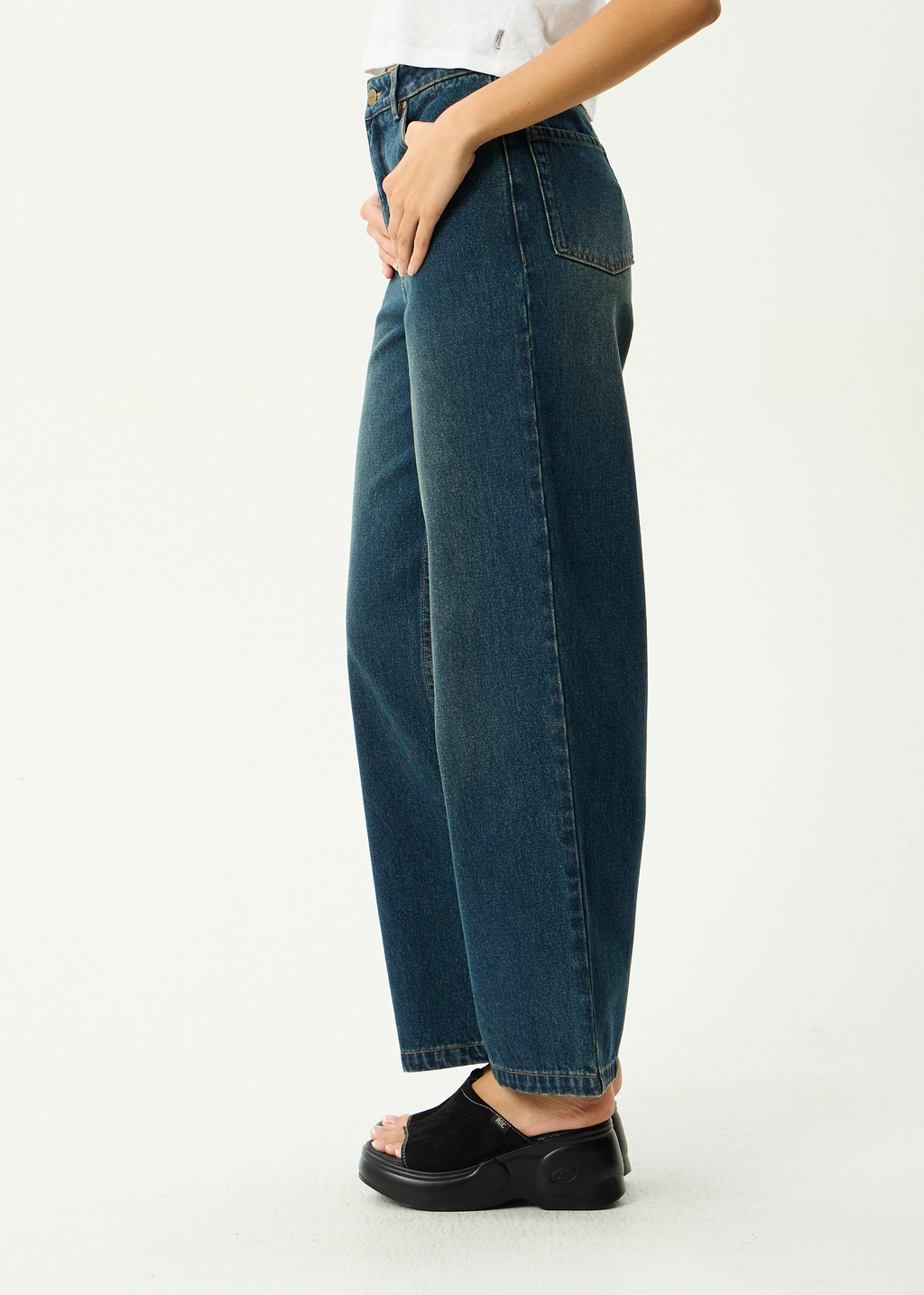 AFENDS Womens Bella - Denim Wide Leg Baggy Jean - Vintage Wash