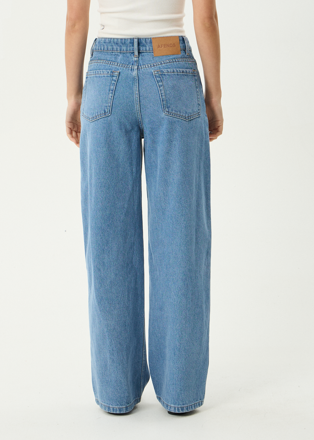 AFENDS Womens Bella - Denim Wide Leg Baggy Jean - Worn Blue