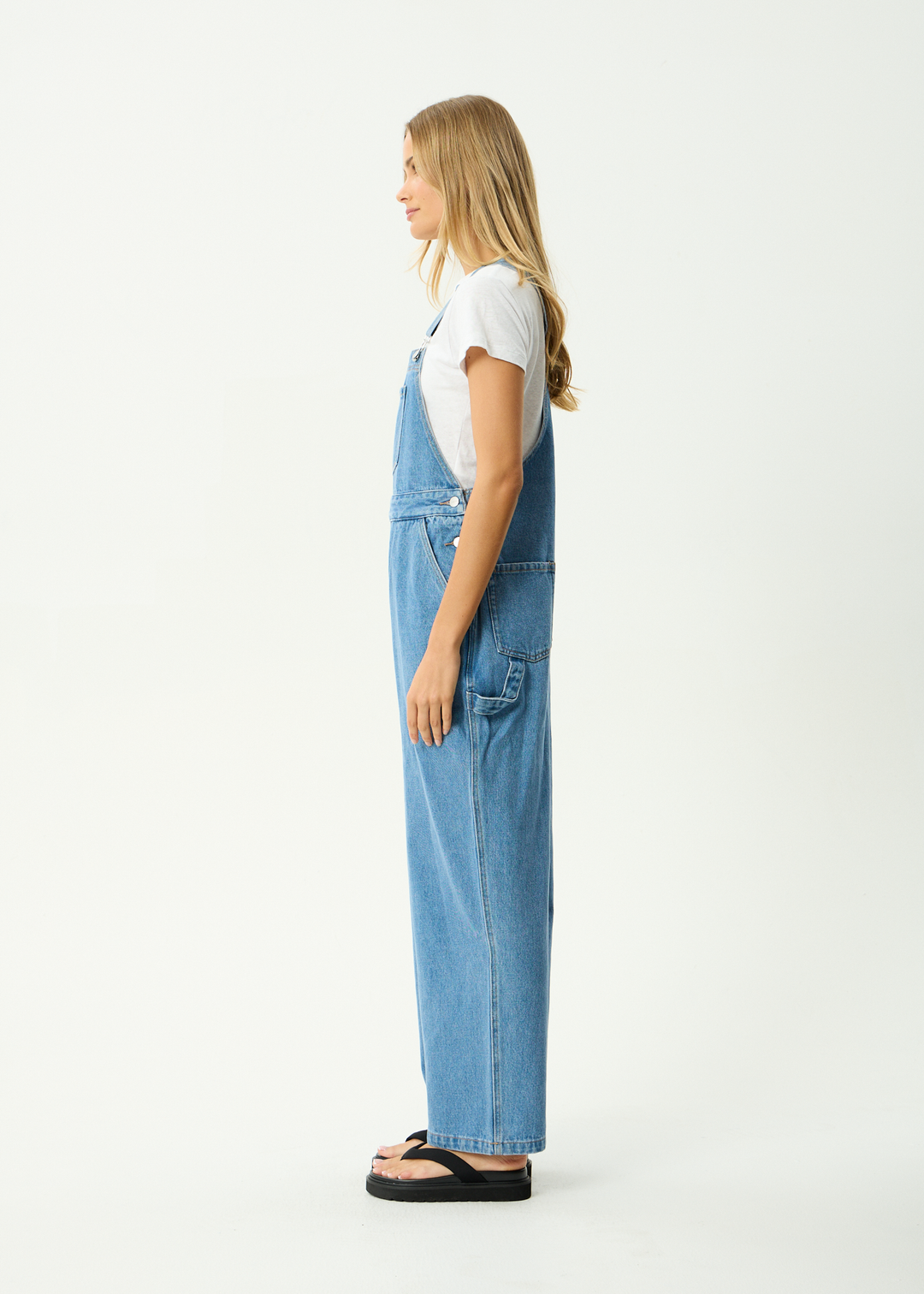 AFENDS Womens Louis - Denim Oversized Overalls - Worn Blue