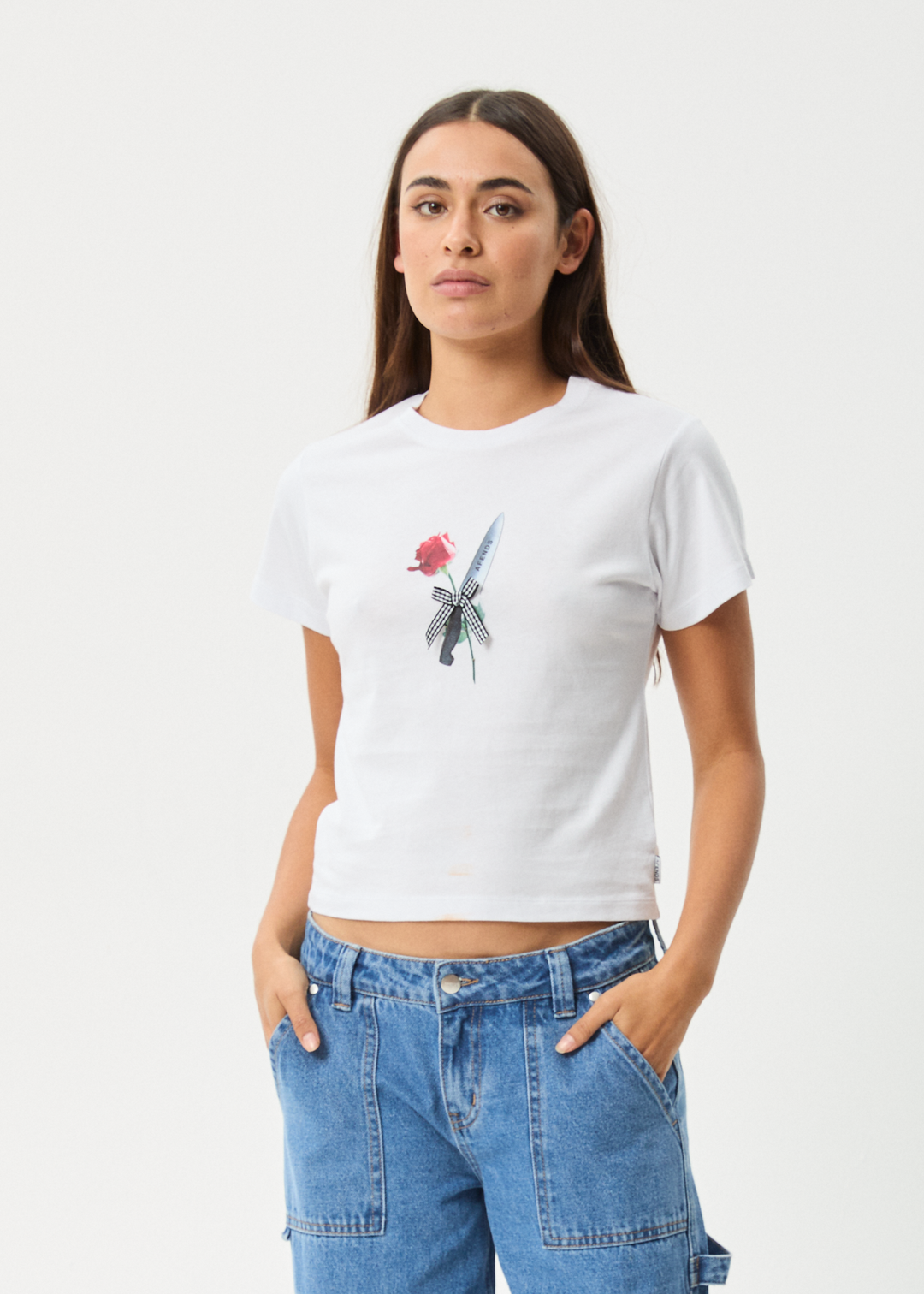 AFENDS Womens Valentine - Baby Tee - White