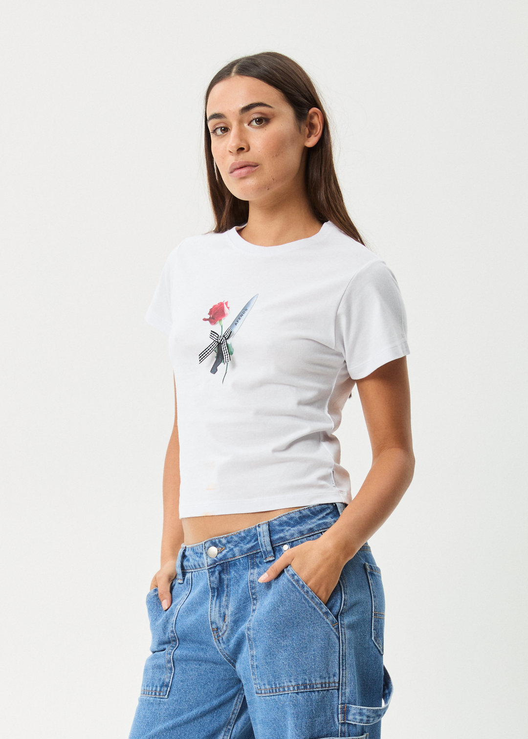 AFENDS Womens Valentine - Baby Tee - White