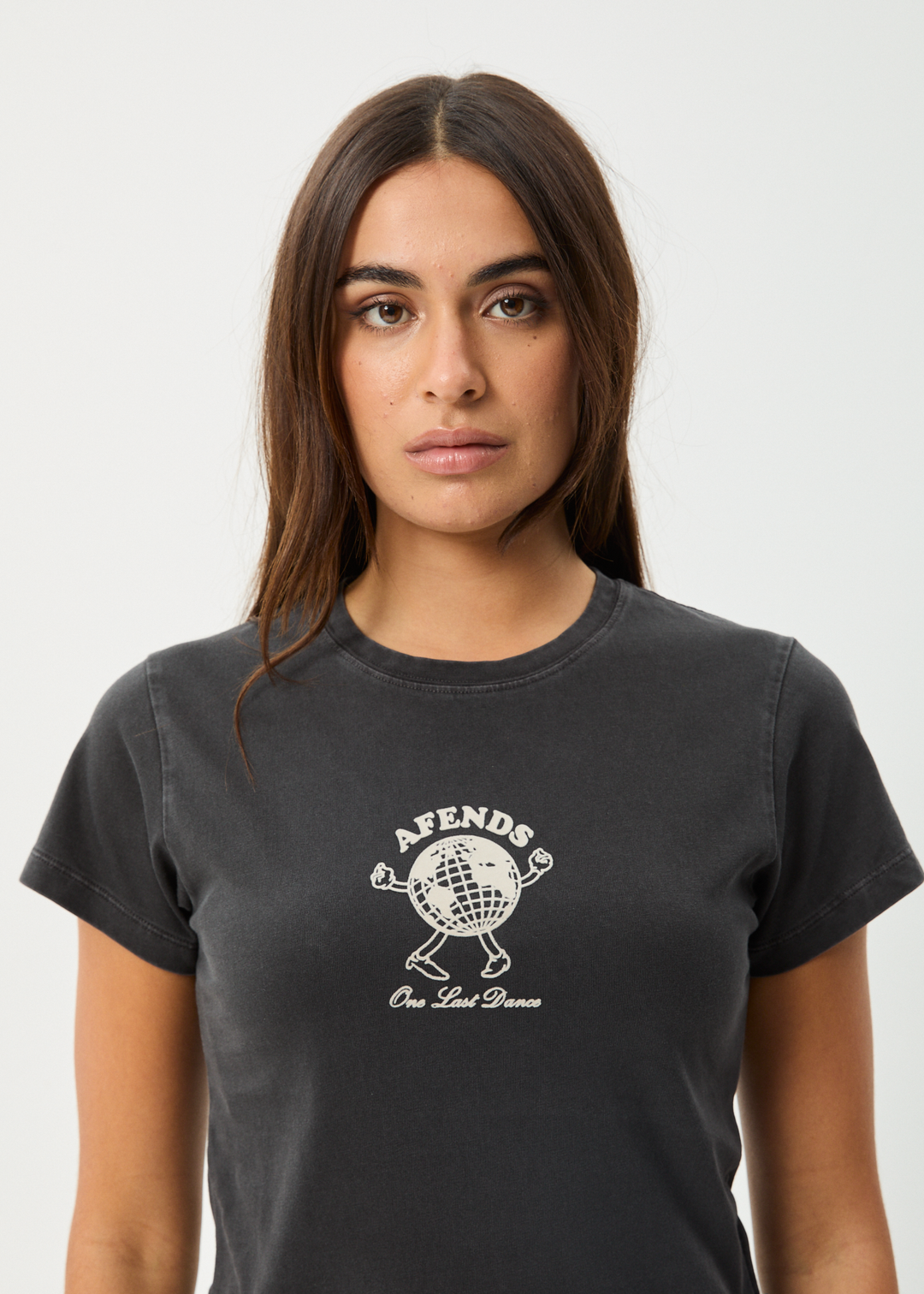 AFENDS Womens Last Dance - Baby Tee - Stone Black