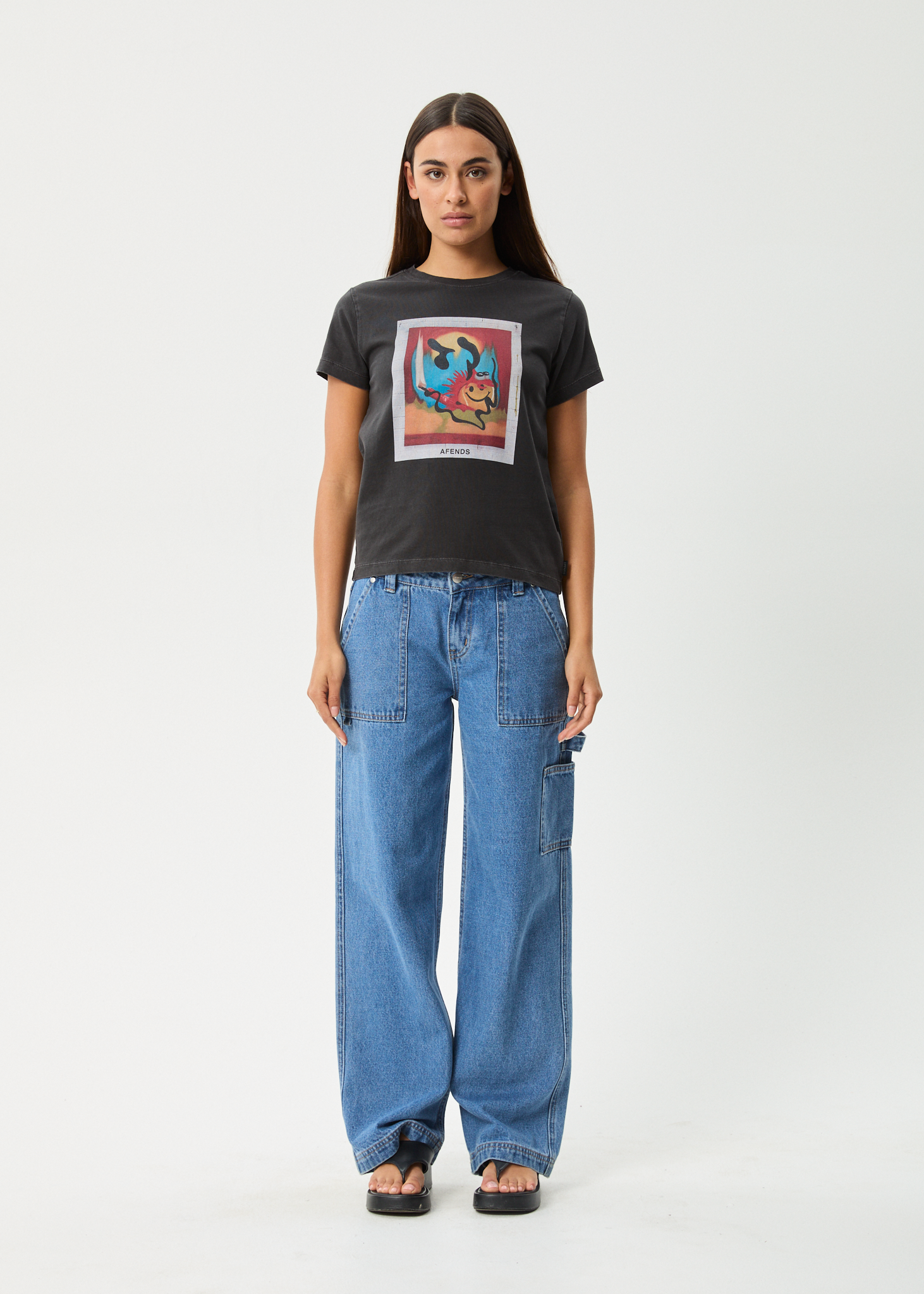 AFENDS Womens Apocalypso - Regular Tee - Stone Black