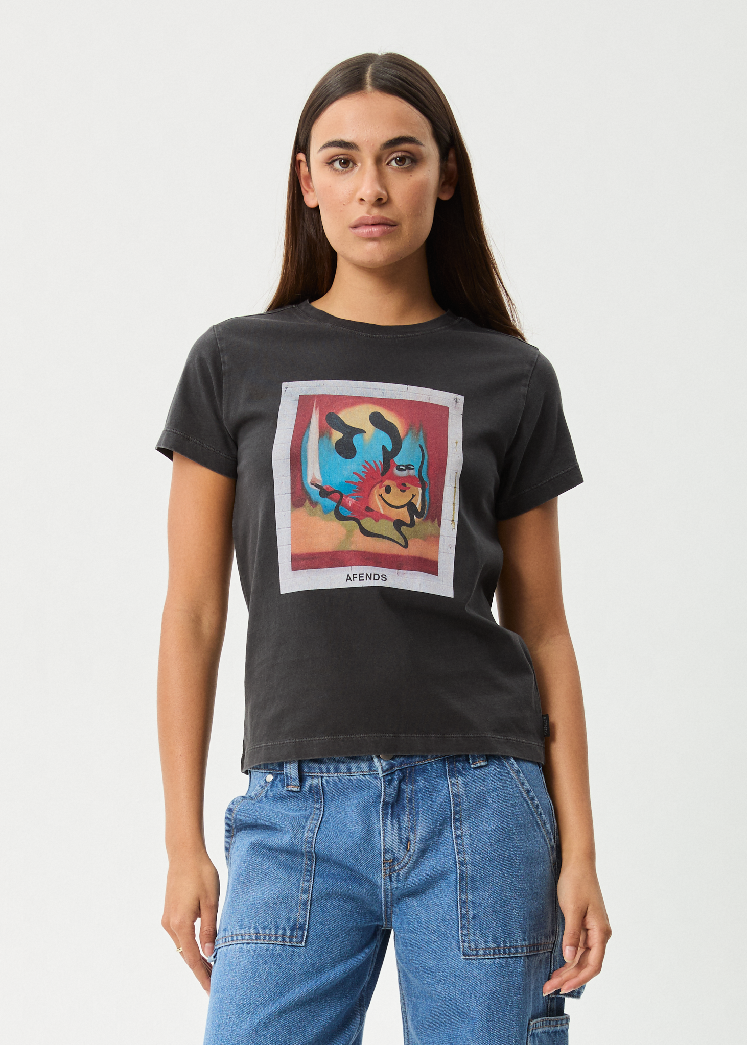 AFENDS Womens Apocalypso - Regular Tee - Stone Black