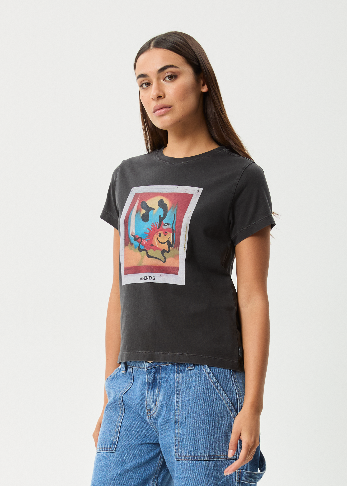 AFENDS Womens Apocalypso - Regular Tee - Stone Black