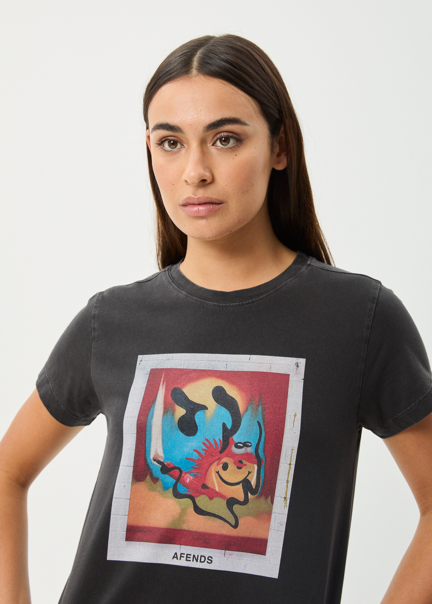 AFENDS Womens Apocalypso - Regular Tee - Stone Black