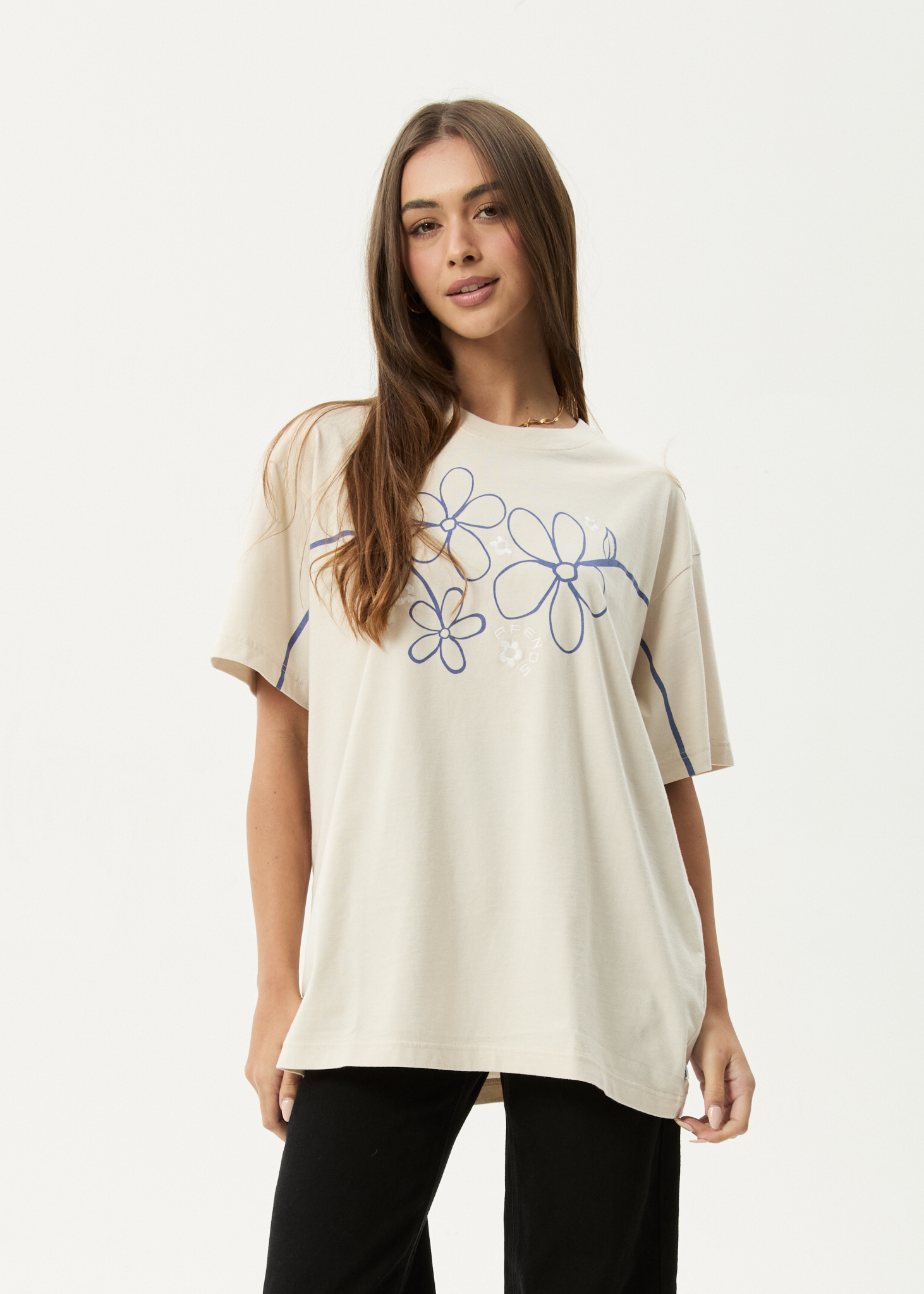 AFENDS Womens Tranquil - Oversized Tee - Moonbeam