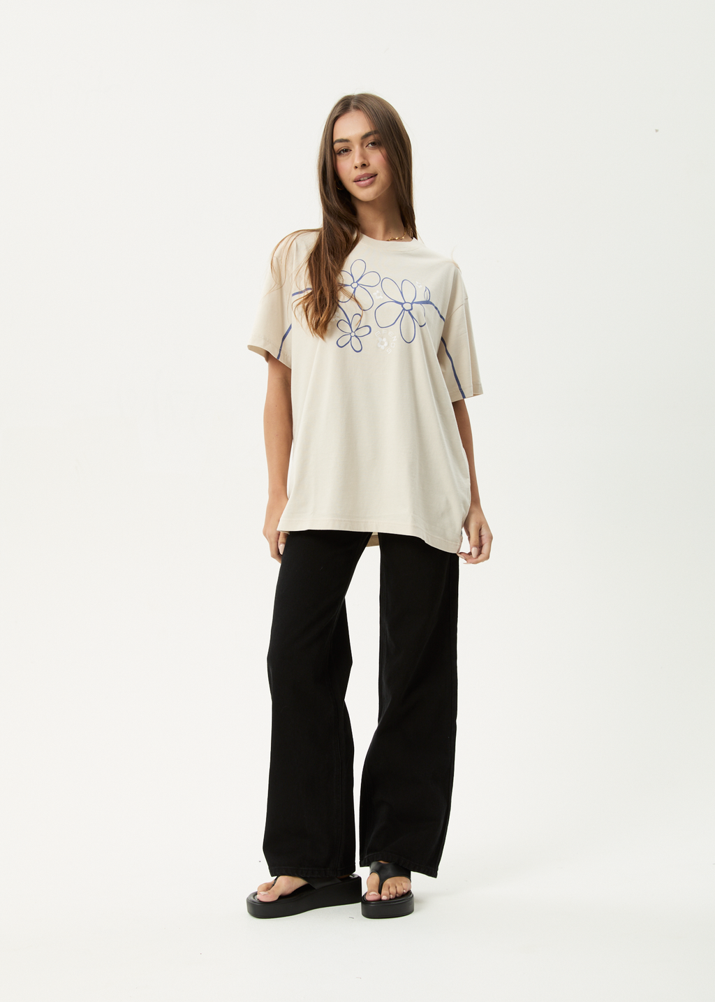 AFENDS Womens Tranquil - Oversized Tee - Moonbeam